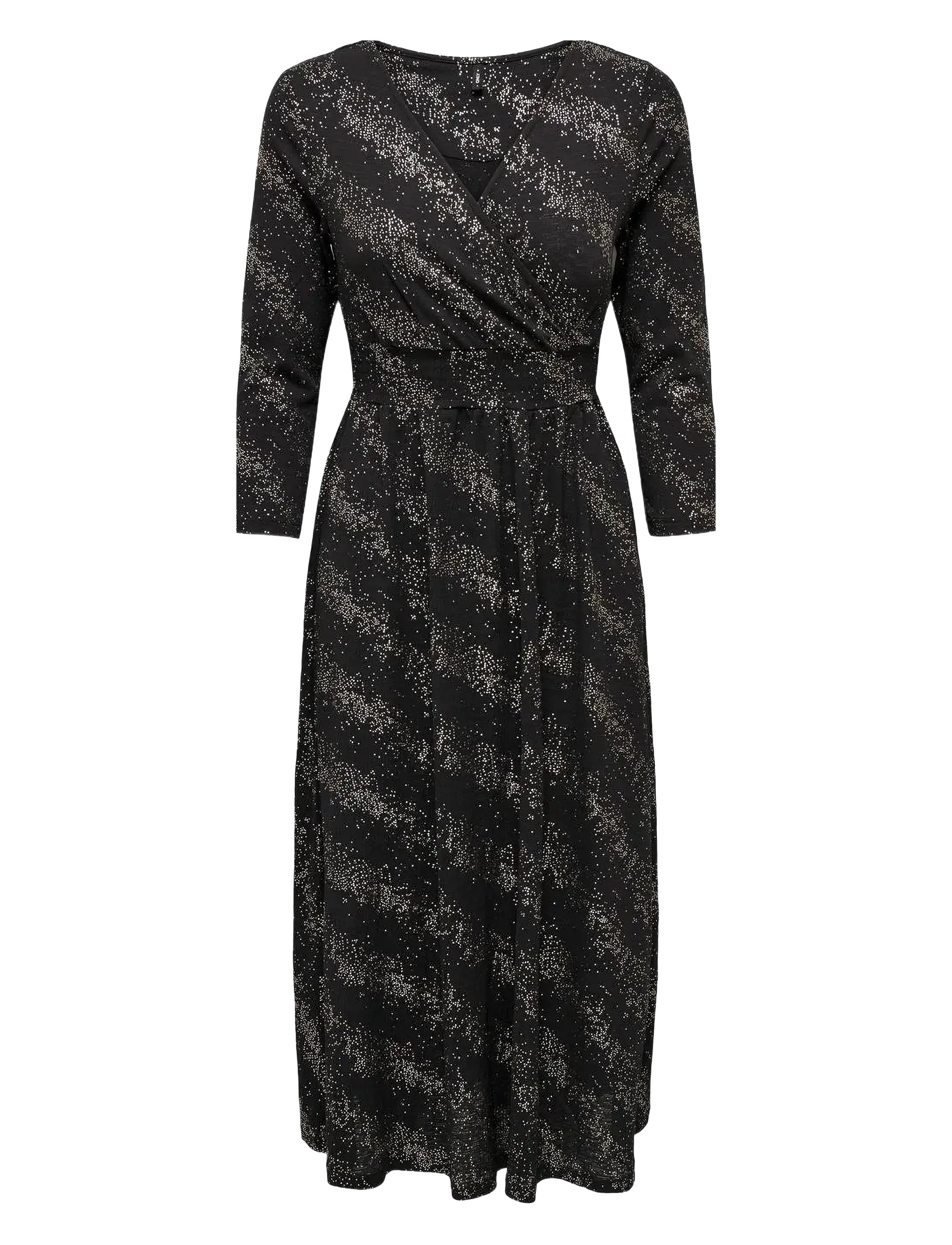 ONLY Onlnew Pella L/S Foil Wrap Kleid Jrs Schwarz - S - Damen