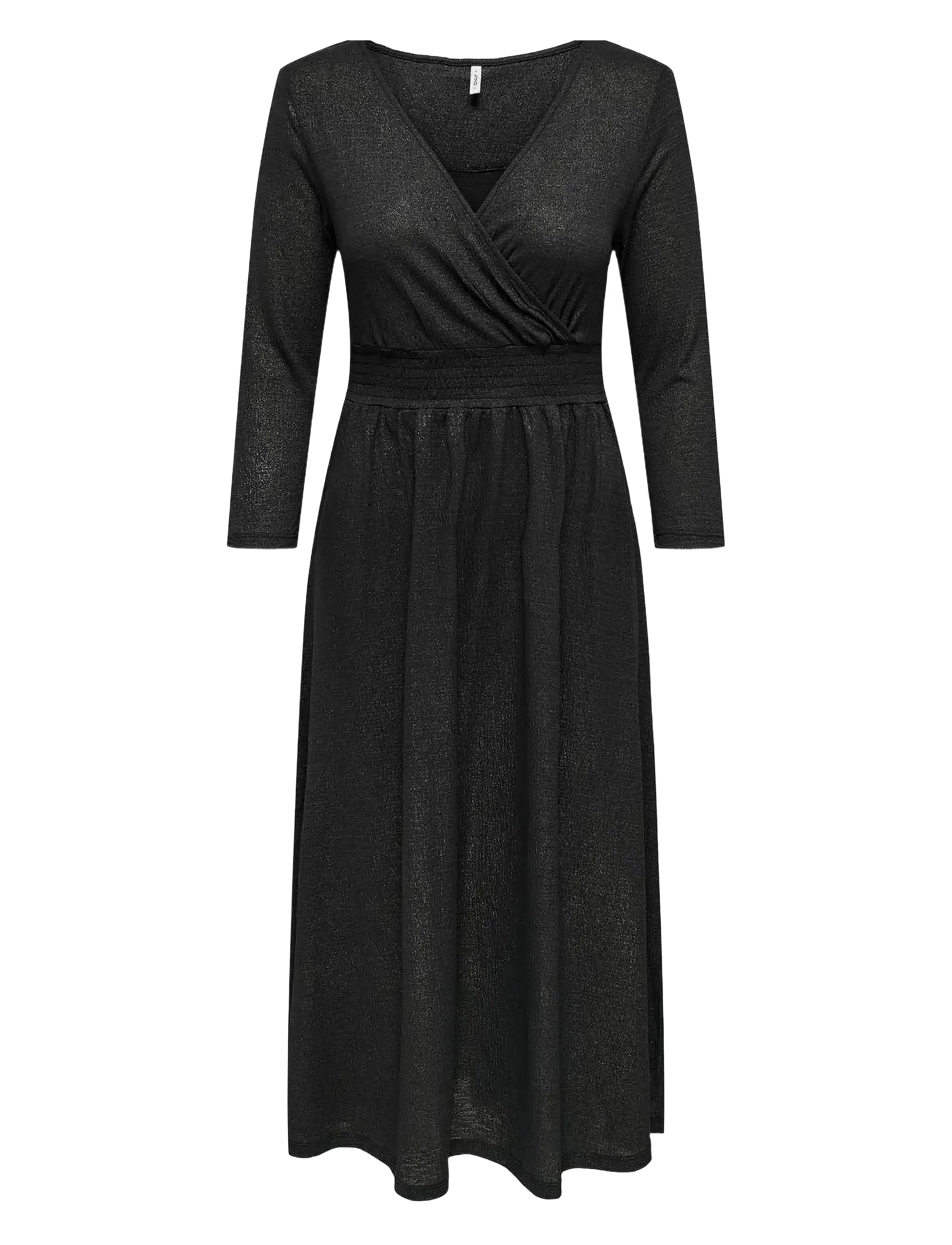 ONLY ONLNEW PELLA L/S FOIL WRAP DRESS JRS - Festkjoler - GUNMETAL / black