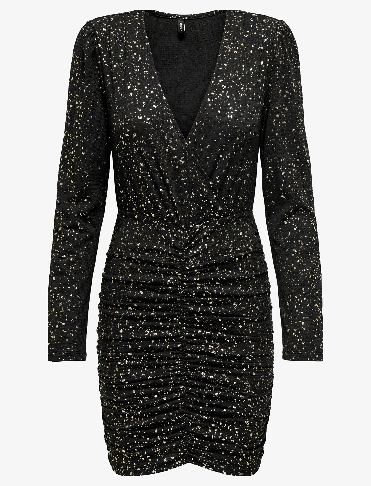 ONLY - ONLNEW PELLA L/S WRAP FOIL DRESS JRS - stramme kjoler - black - 1