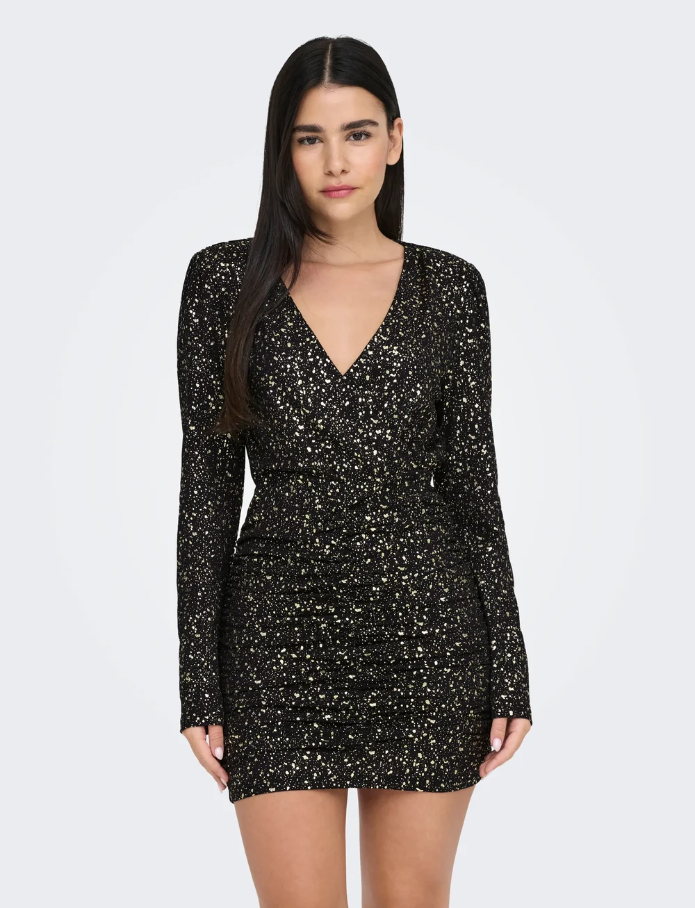 ONLY - ONLNEW PELLA L/S WRAP FOIL DRESS JRS - etuikleider - black - 4