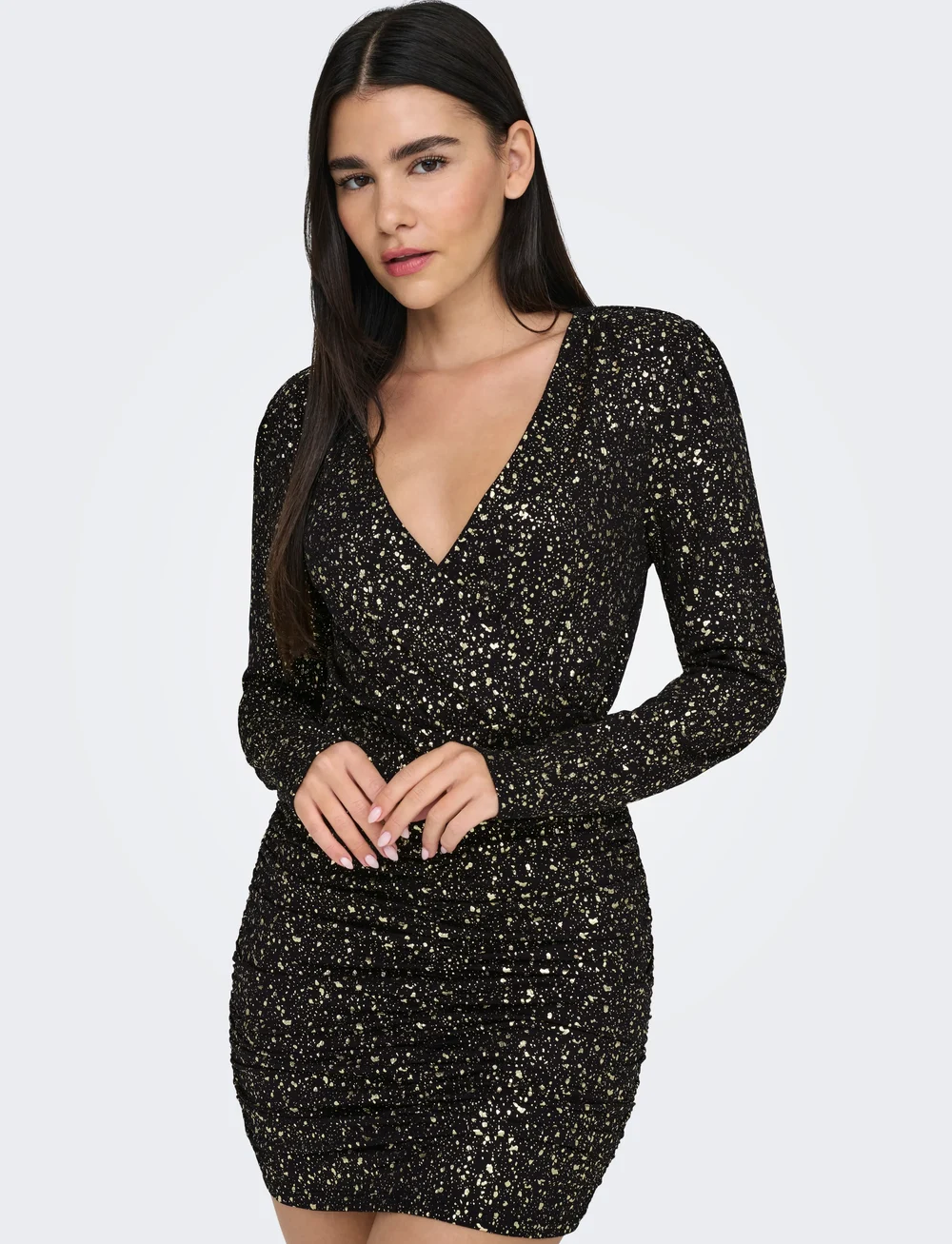 ONLY - ONLNEW PELLA L/S WRAP FOIL DRESS JRS - etuikleider - black - 5