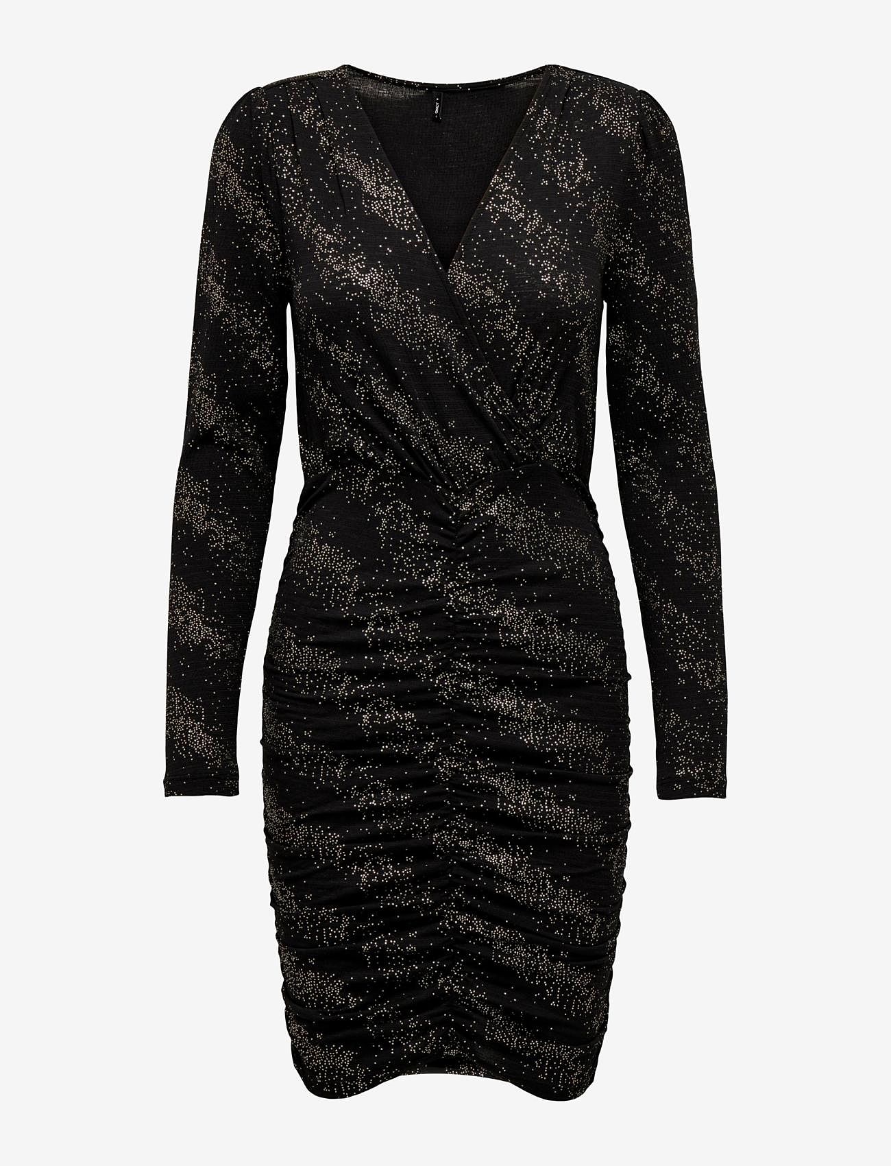 ONLY - ONLNEW PELLA L/S WRAP FOIL DRESS JRS - feestelijke kleding voor outlet-prijzen - black - 0