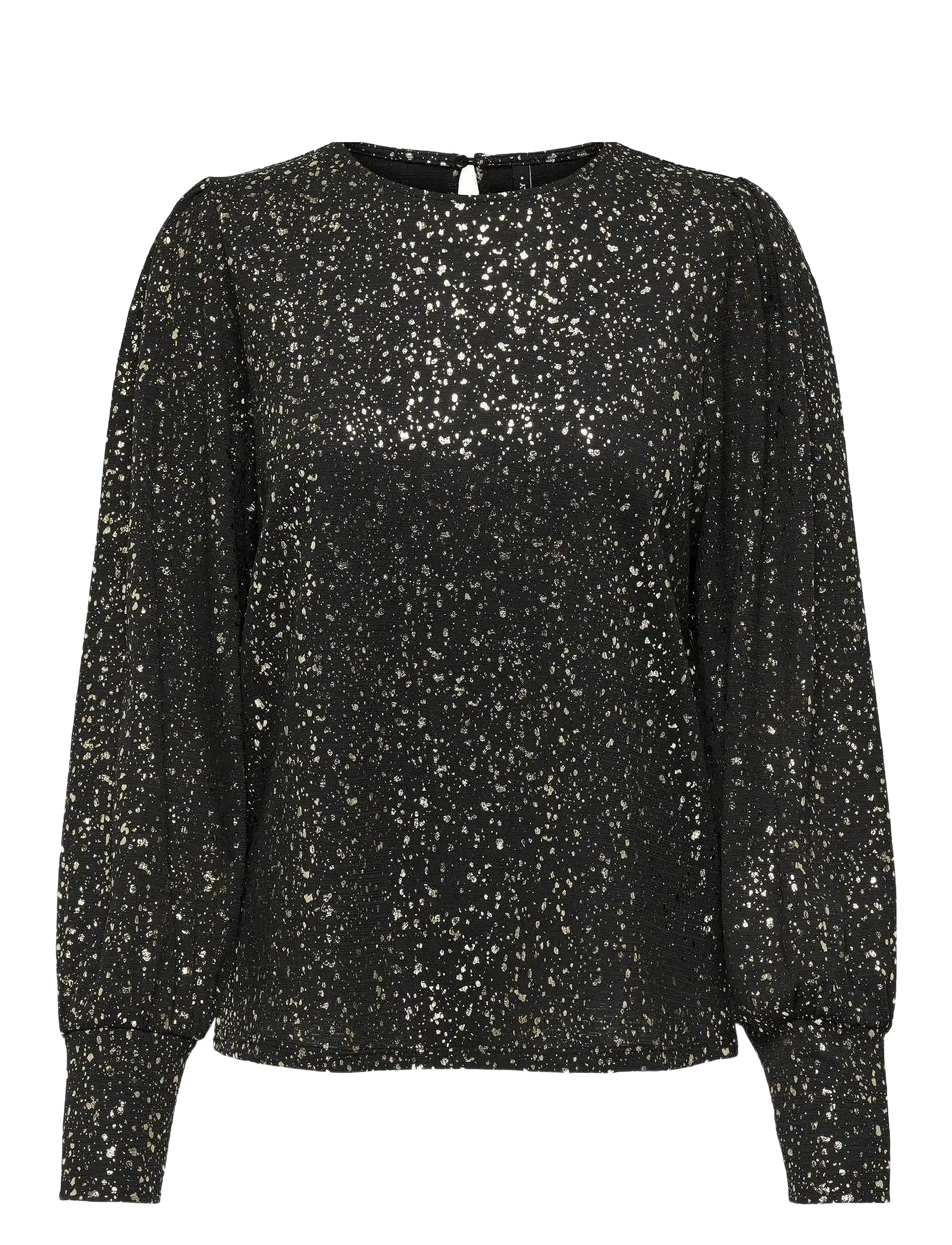 ONLY Onlpella L/S Foil Puff Oberteil Jrs Schwarz - XS - Damen