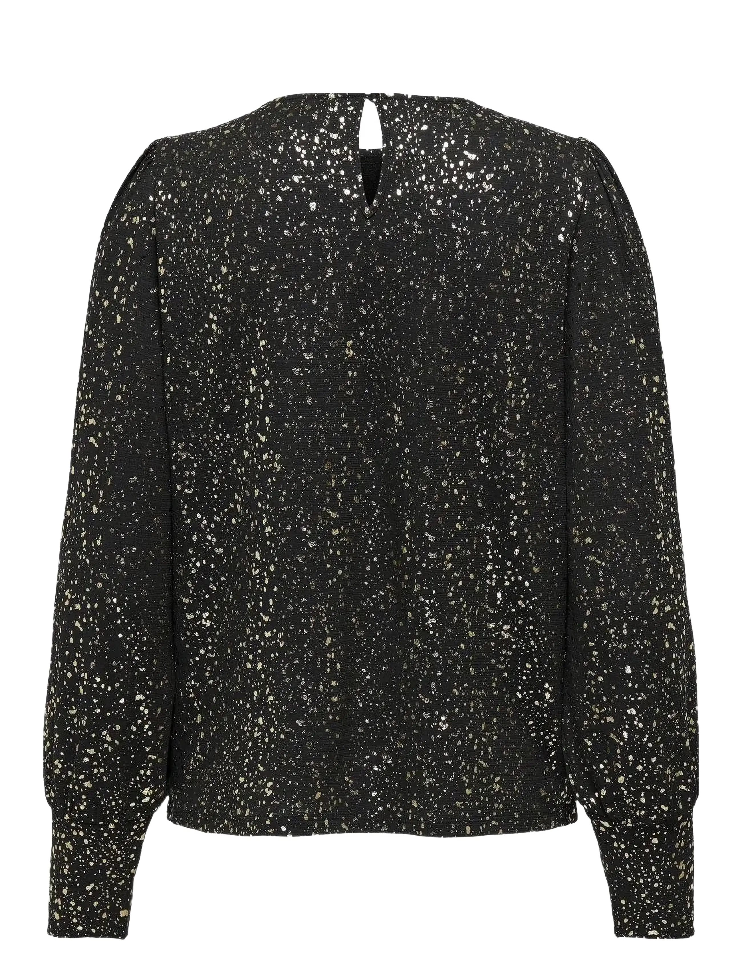 ONLY - ONLPELLA L/S FOIL PUFF TOP JRS - langærmede bluser - black - 1