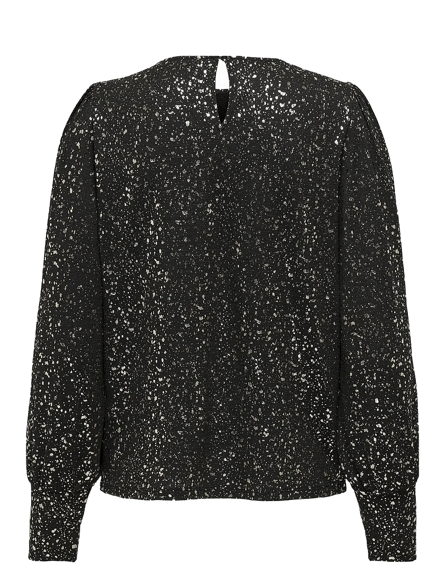 ONLY - ONLPELLA L/S FOIL PUFF TOP JRS - langärmlige blusen - black - 1