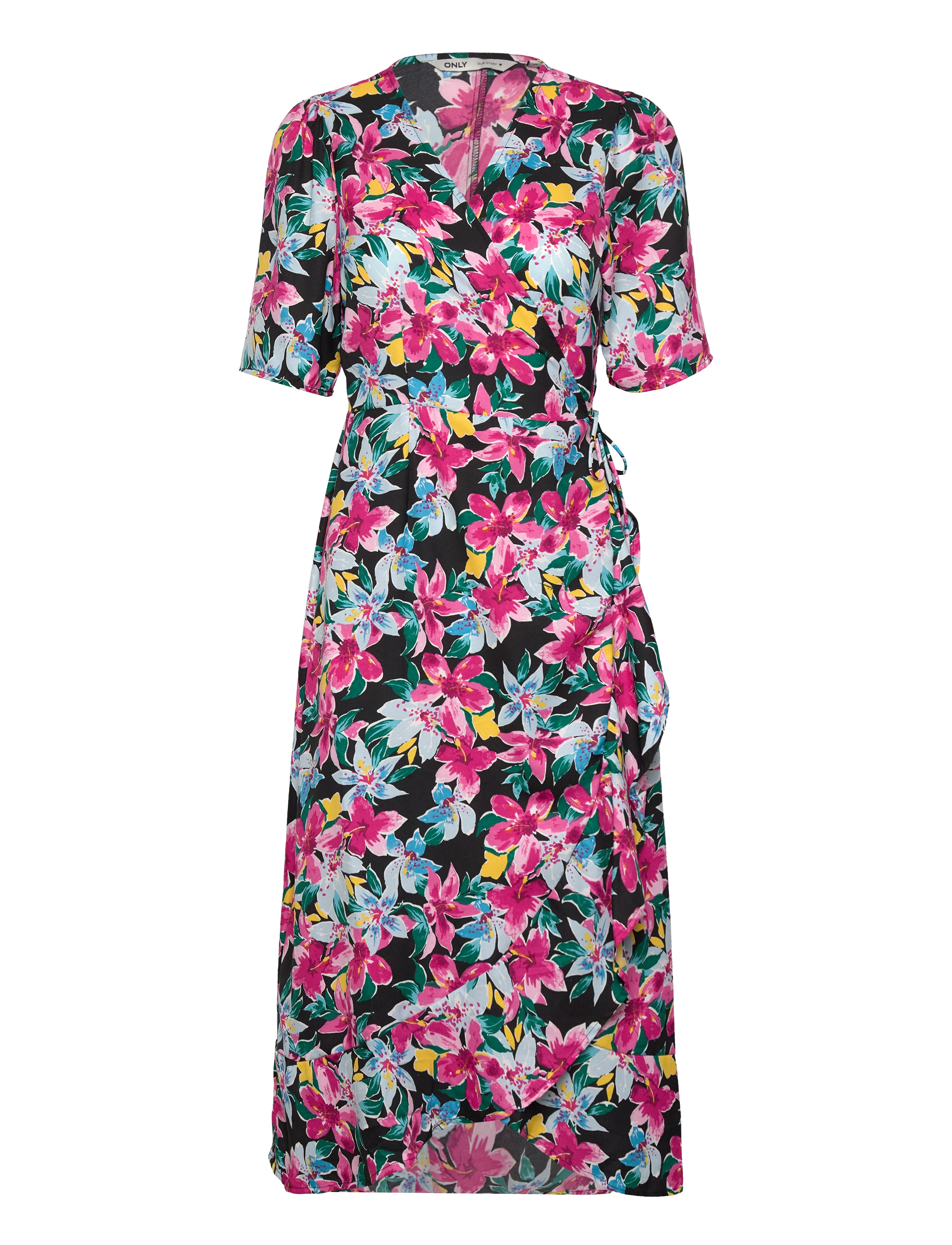 ONLY Onlleah S/S Wrap Midi Kleid Ex Ptm Pink - XS - Damen
