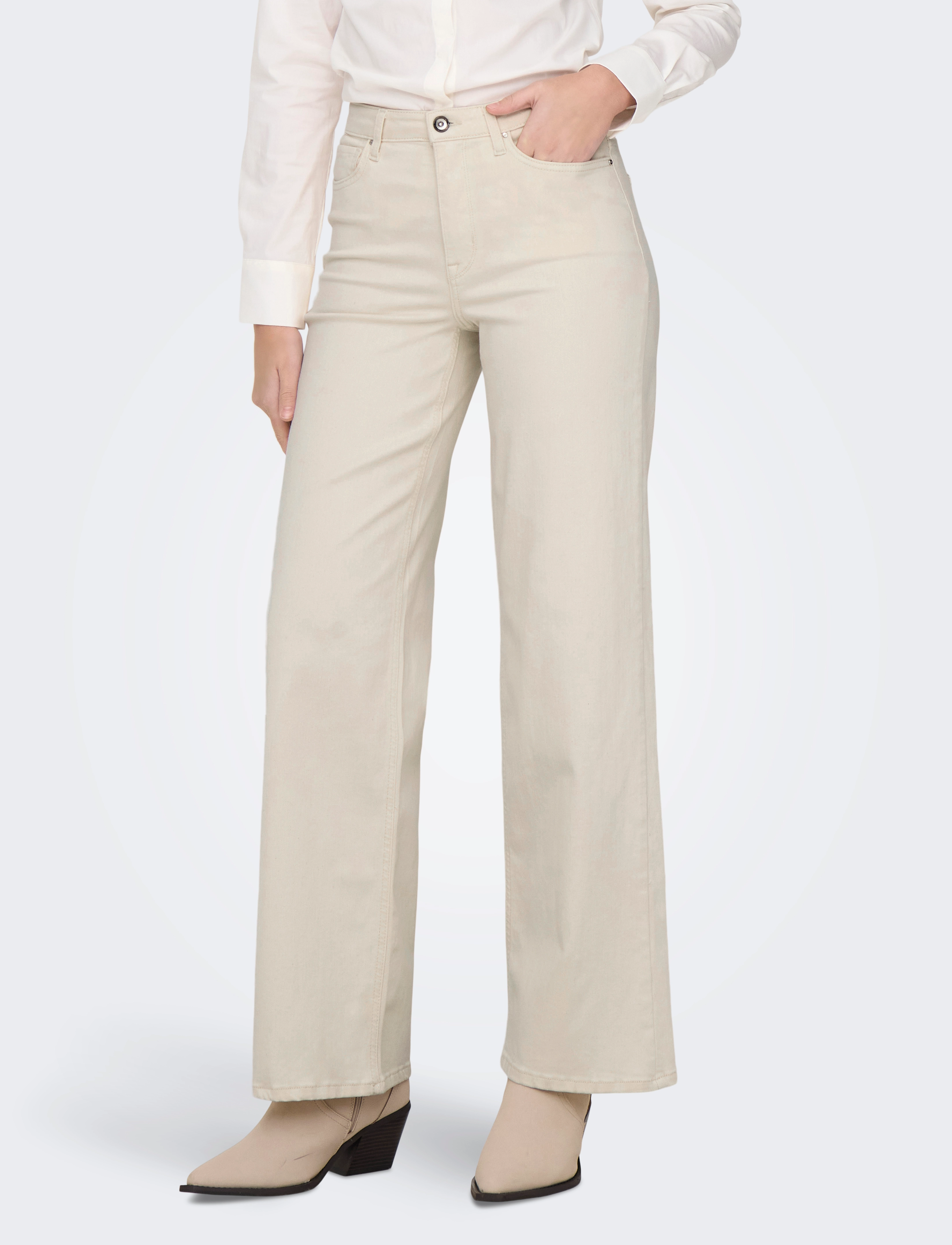 ONLY ONLMADISON BLUSH HW WIDE DNM CRO NOOS - Kollektioner - ECRU / cream