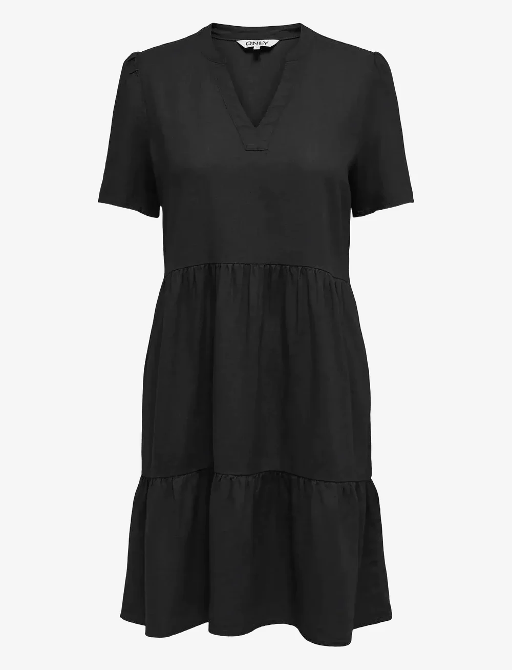 ONLY - ONLTIRI-CARO S/S V-NECK LIN DRESS CC PNT - konfirmationstøj - black - 1
