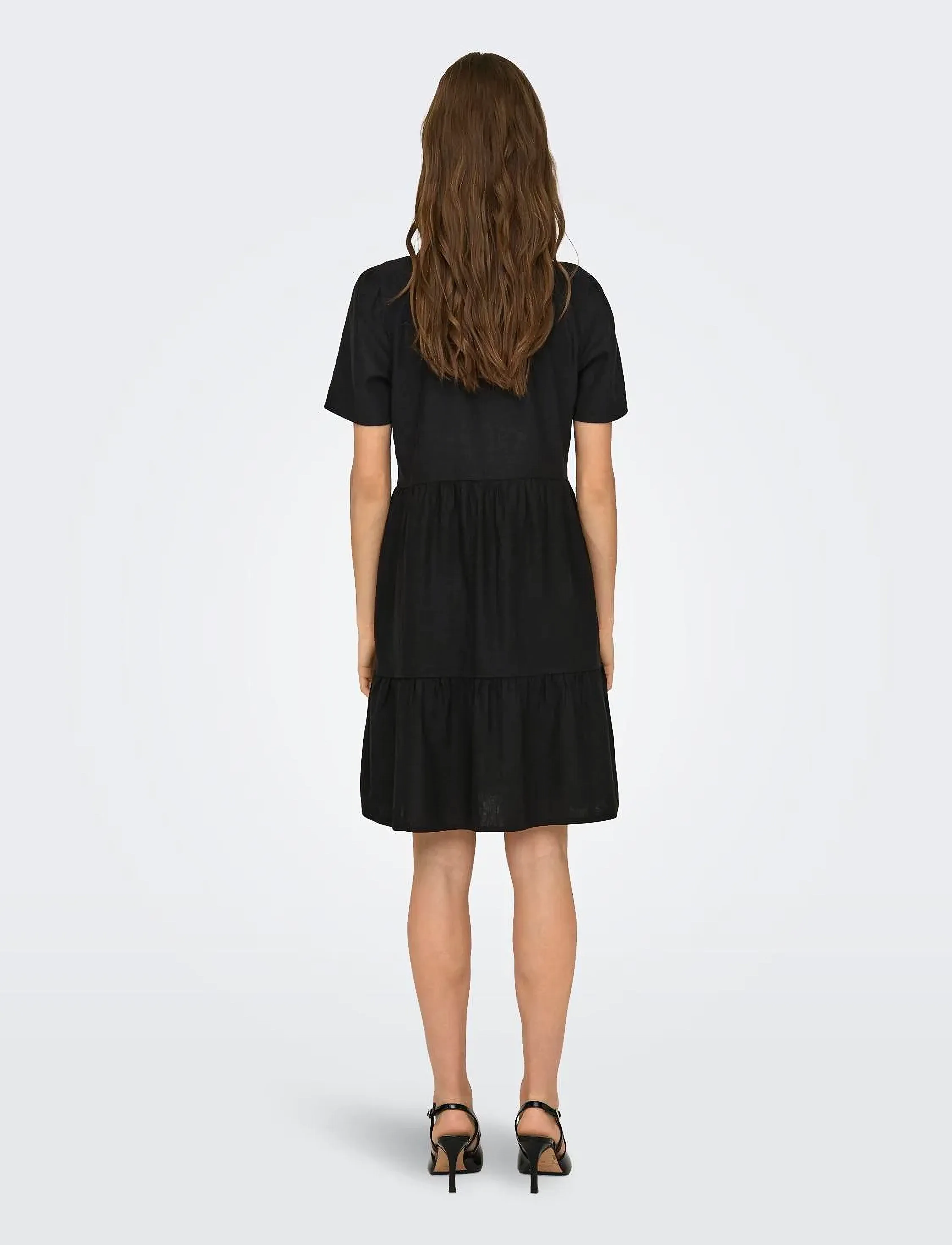 ONLY - ONLTIRI-CARO S/S V-NECK LIN DRESS CC PNT - konfirmation - black - 3