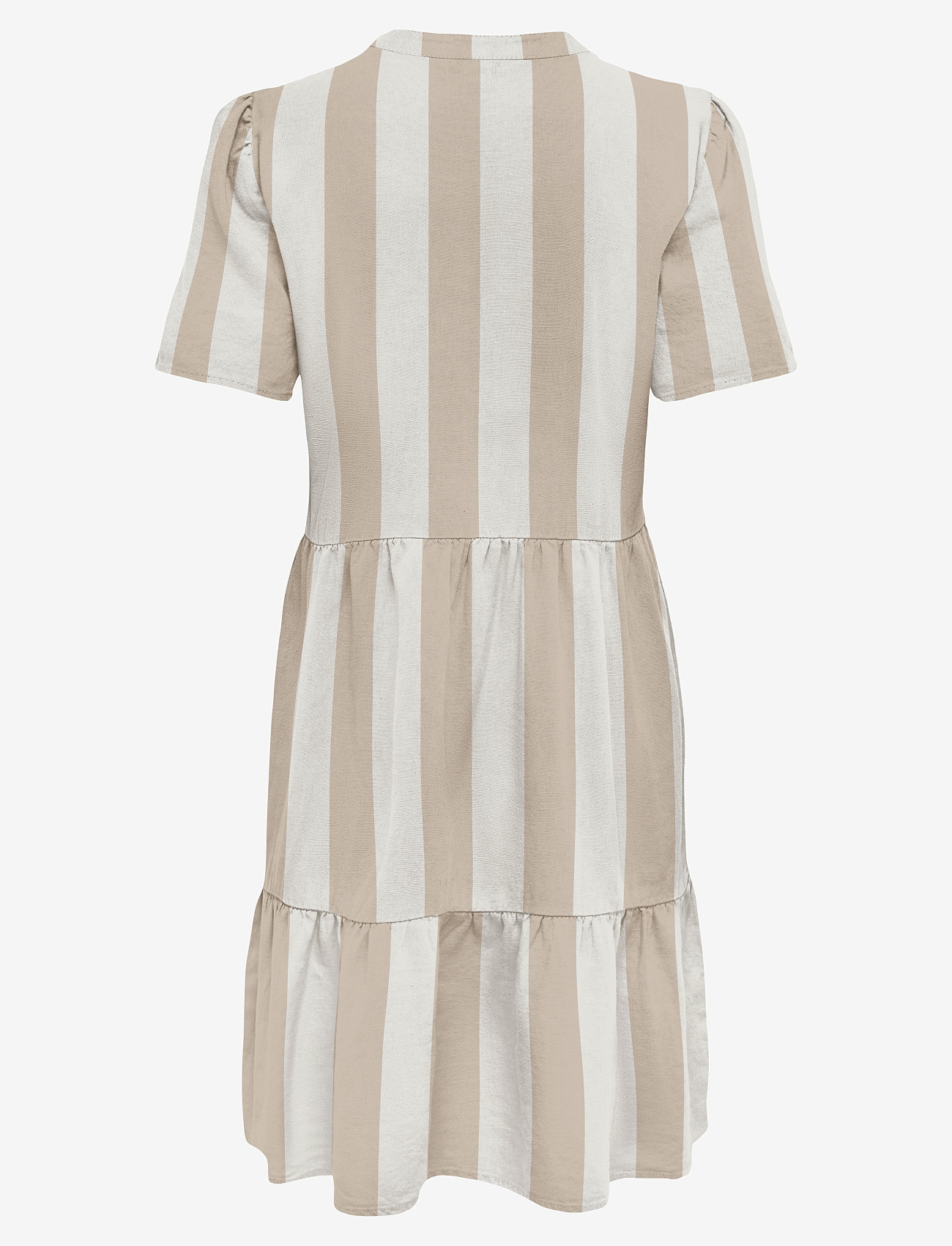 ONLY - ONLTIRI-CARO S/S V-NECK LIN DRESS CC PNT - korta klänningar - humus - 2