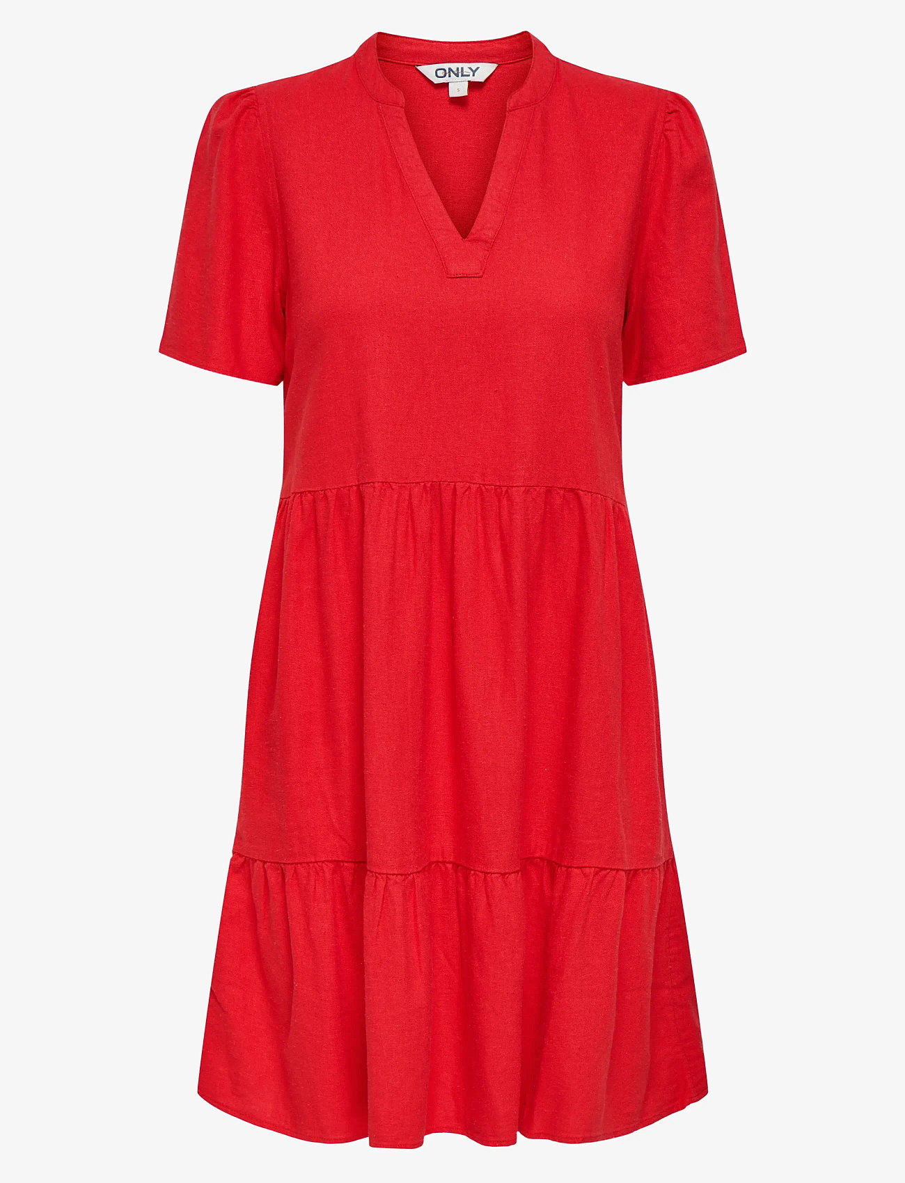 ONLY - ONLTIRI-CARO S/S V-NECK LIN DRESS CC PNT - konfirmatsioon - mars red - 1