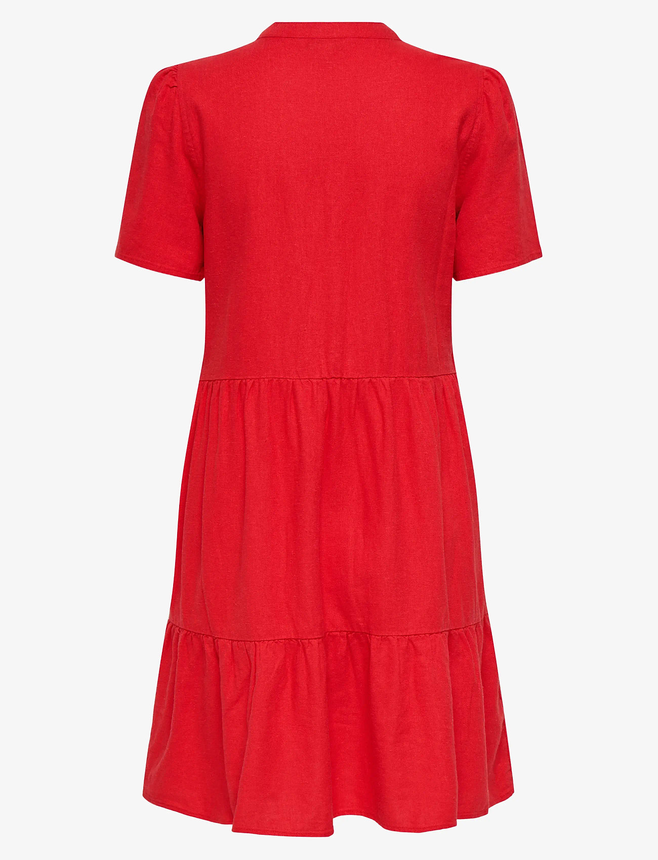 ONLY - ONLTIRI-CARO S/S V-NECK LIN DRESS CC PNT - konfirmatsioon - mars red - 2