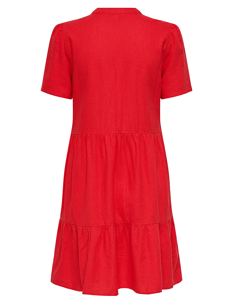ONLY - ONLTIRI-CARO S/S V-NECK LIN DRESS CC PNT - konfirmatsioon - mars red - 2