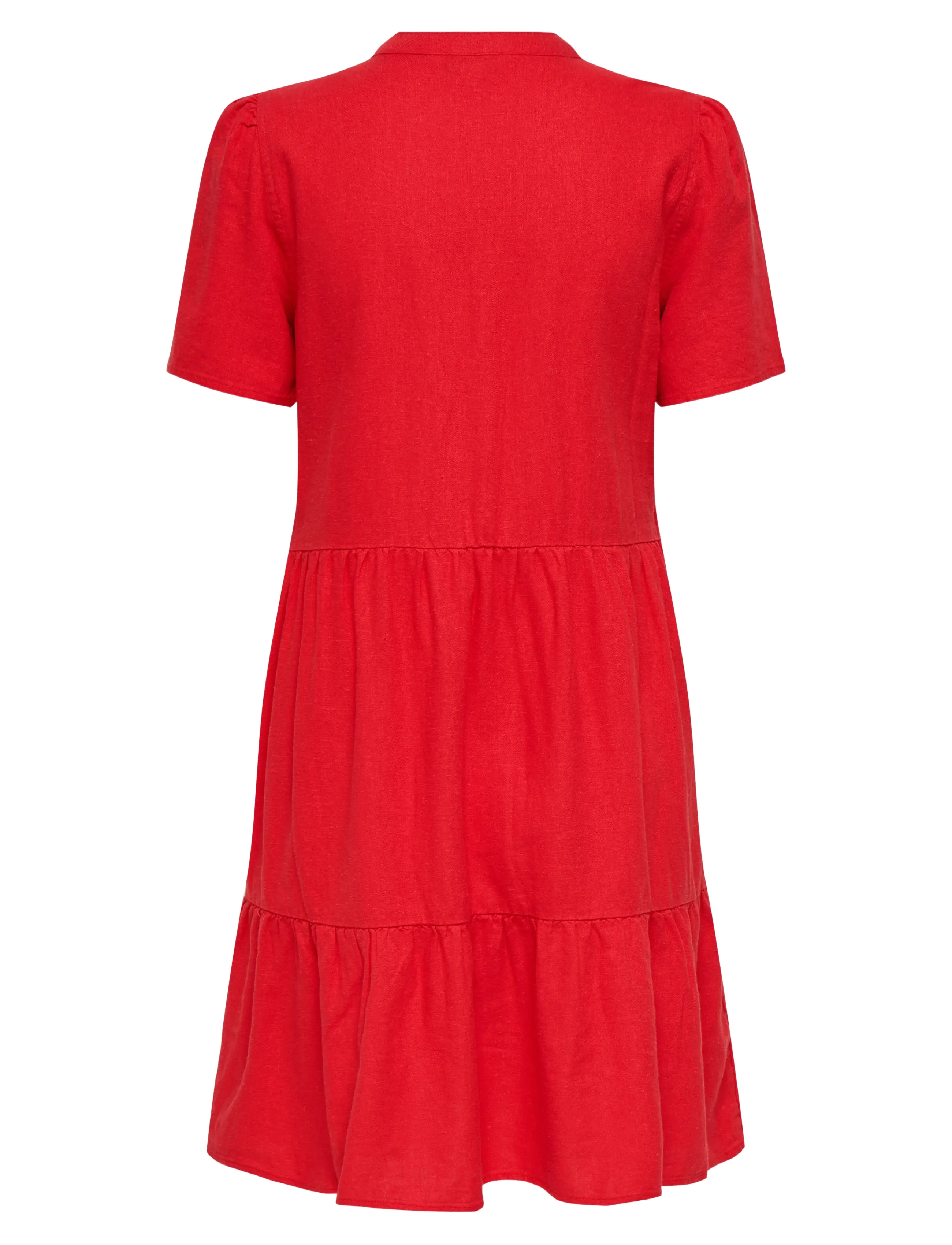 ONLY - ONLTIRI-CARO S/S V-NECK LIN DRESS CC PNT - konfirmationstøj - mars red - 2