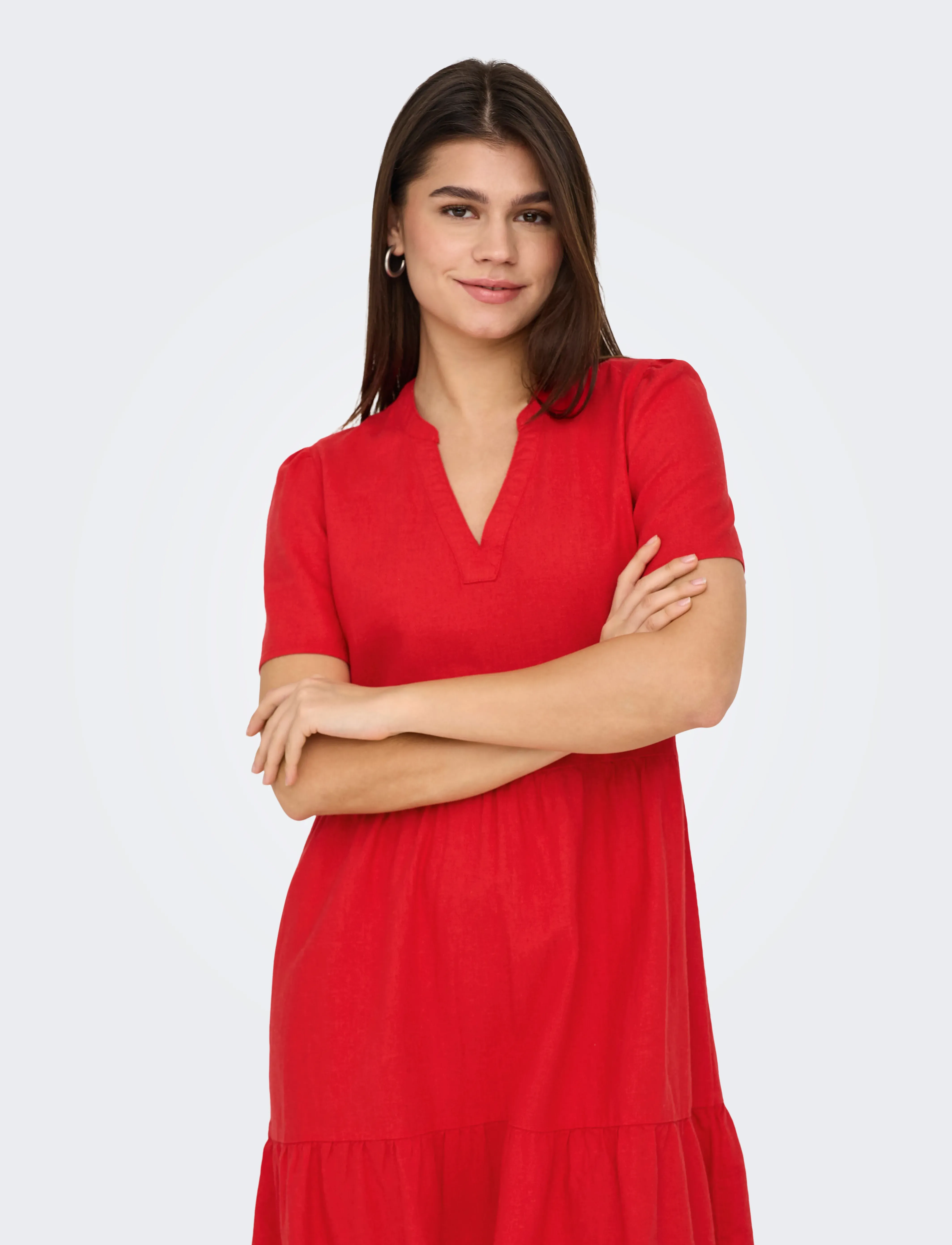 Onltiri-Caro S/S V-Neck Lin Dress Cc Pnt 5