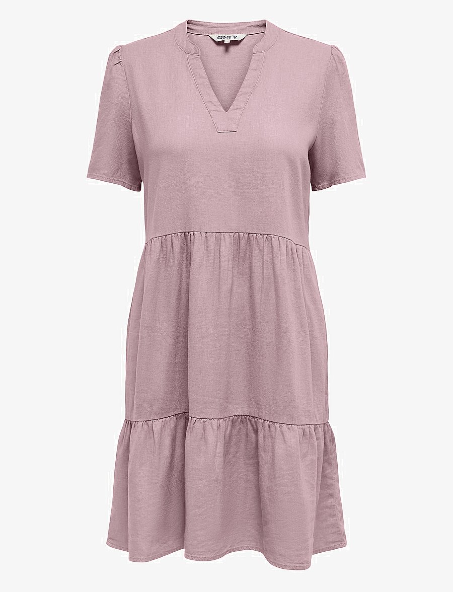 ONLY - ONLTIRI-CARO S/S V-NECK LIN DRESS CC PNT - konfirmation - violet ice - 1