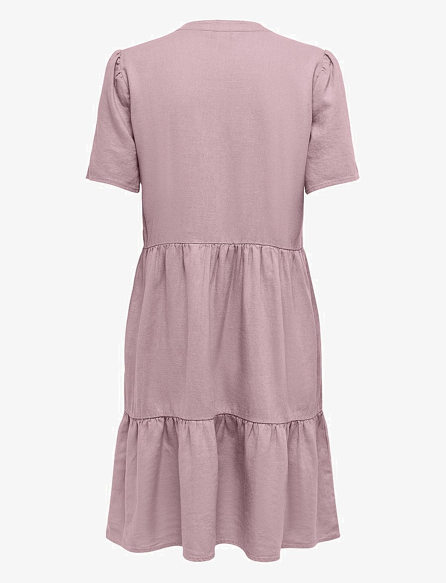 ONLY - ONLTIRI-CARO S/S V-NECK LIN DRESS CC PNT - konfirmation - violet ice - 2