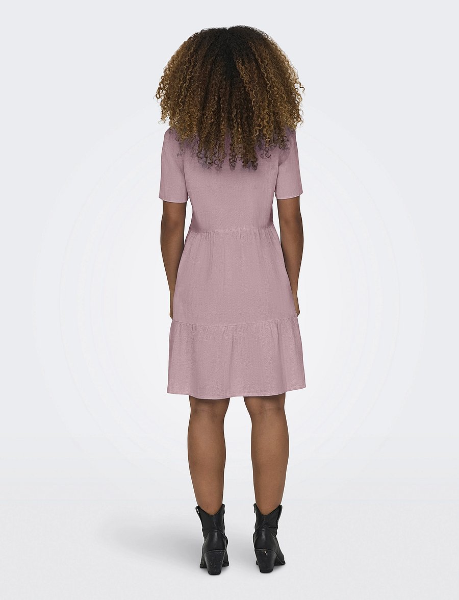 ONLY - ONLTIRI-CARO S/S V-NECK LIN DRESS CC PNT - konfirmation - violet ice - 3