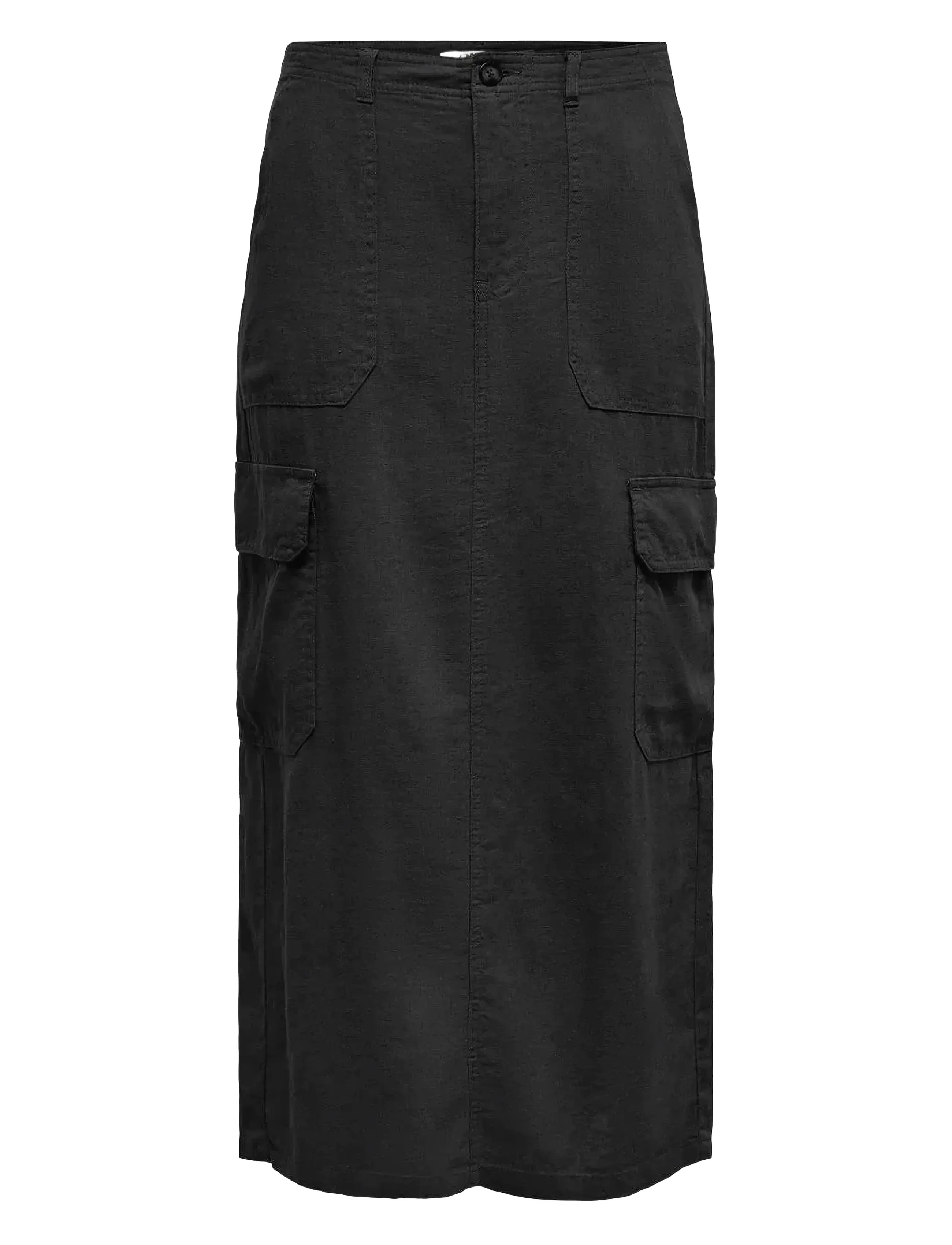 ONLY ONLMALFY-CARO LINEN LONG SKIRT PNT - Röcke - BLACK / black