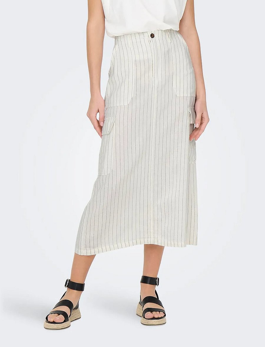 ONLY - ONLMALFY-CARO LINEN LONG SKIRT PNT - maksiseelikud - cloud dancer - 0