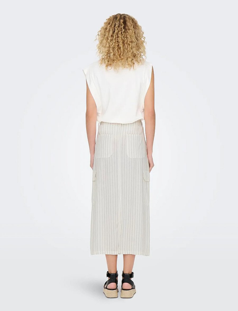 ONLY - ONLMALFY-CARO LINEN LONG SKIRT PNT - maksiseelikud - cloud dancer - 3