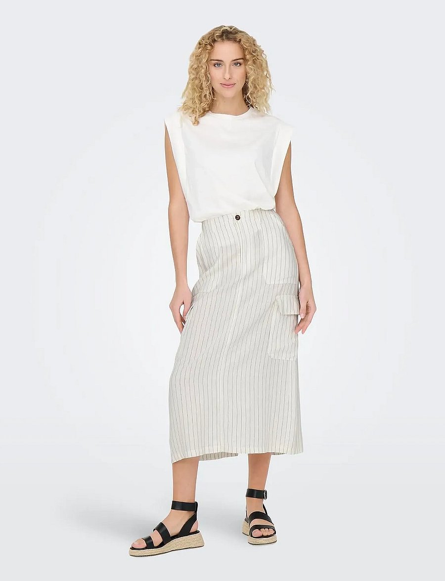 ONLY - ONLMALFY-CARO LINEN LONG SKIRT PNT - maksiseelikud - cloud dancer - 4
