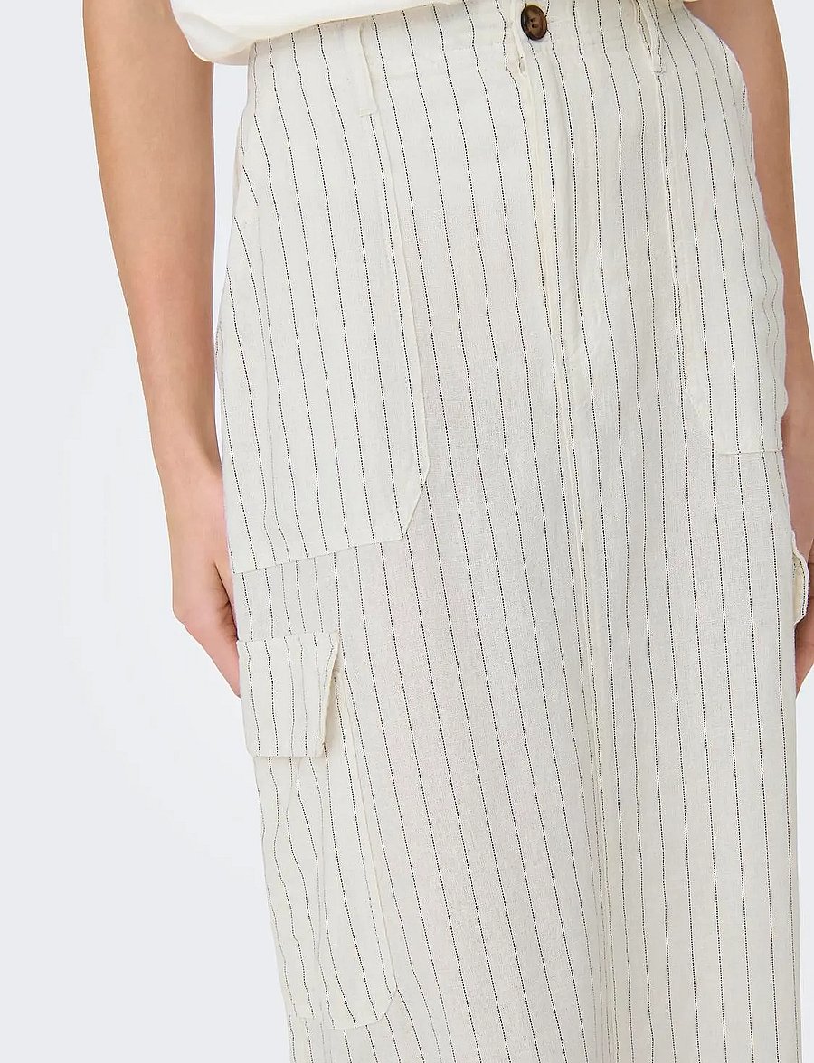 ONLY - ONLMALFY-CARO LINEN LONG SKIRT PNT - maksiseelikud - cloud dancer - 5