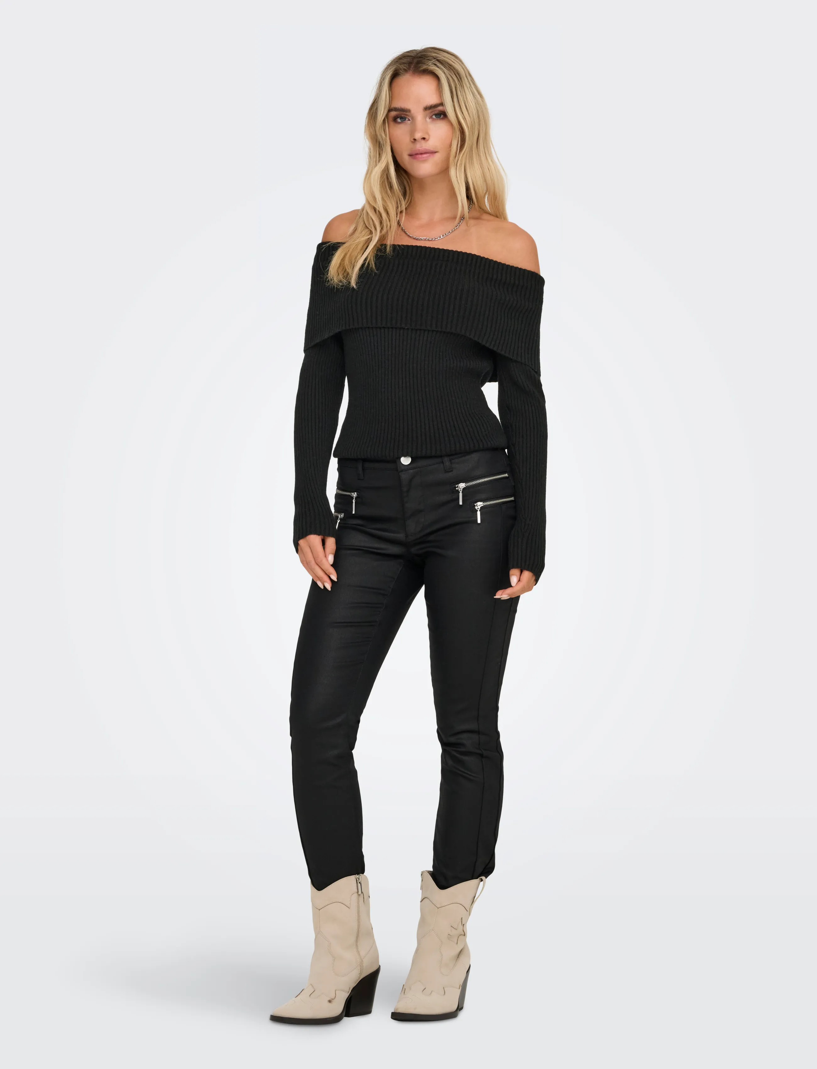 ONLY - ONLKATIA LS OFF SHOULDER KNT NOOS - pullover - black - 4