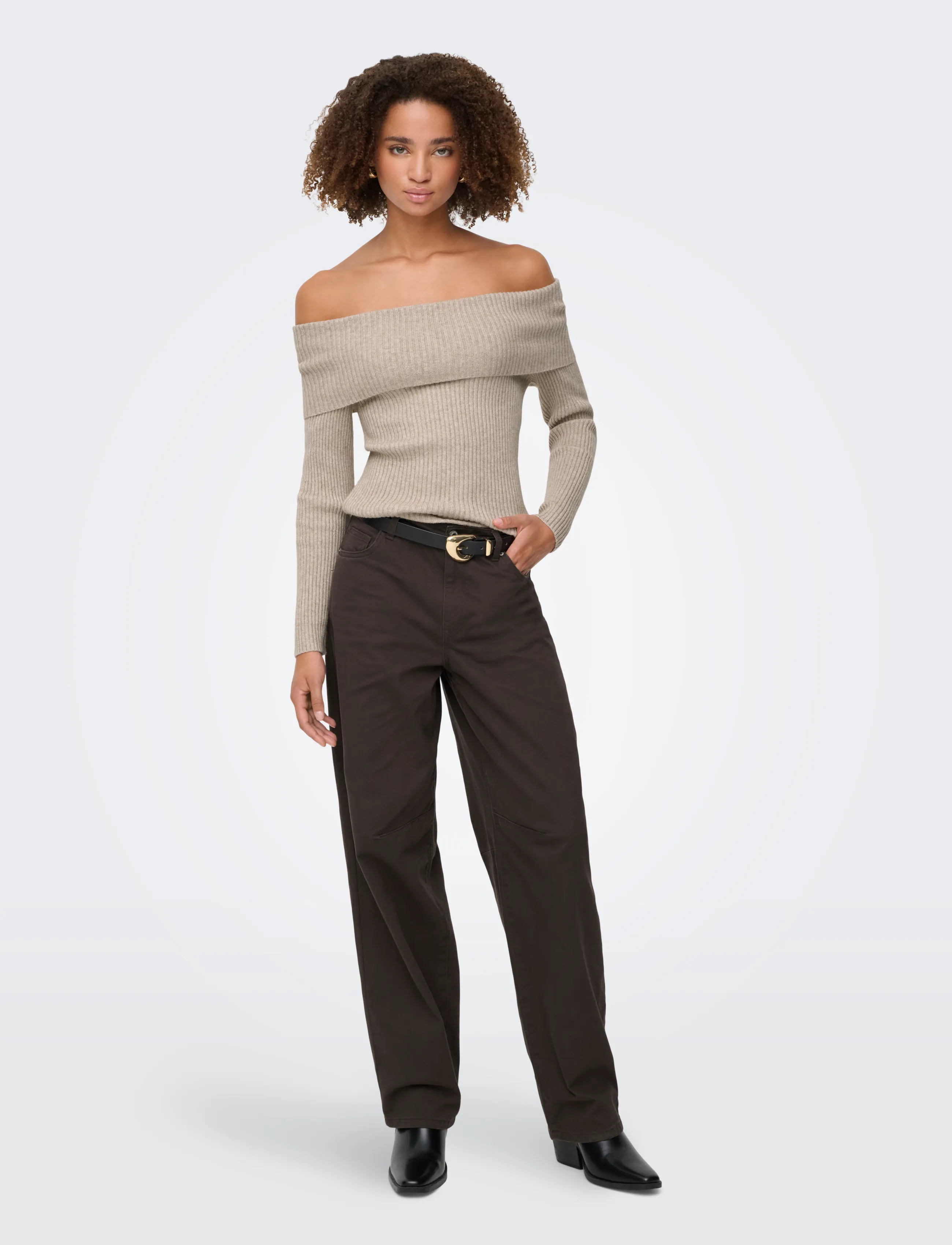 ONLY - ONLKATIA LS OFF SHOULDER KNT NOOS - kampsunid - mocha meringue - 4