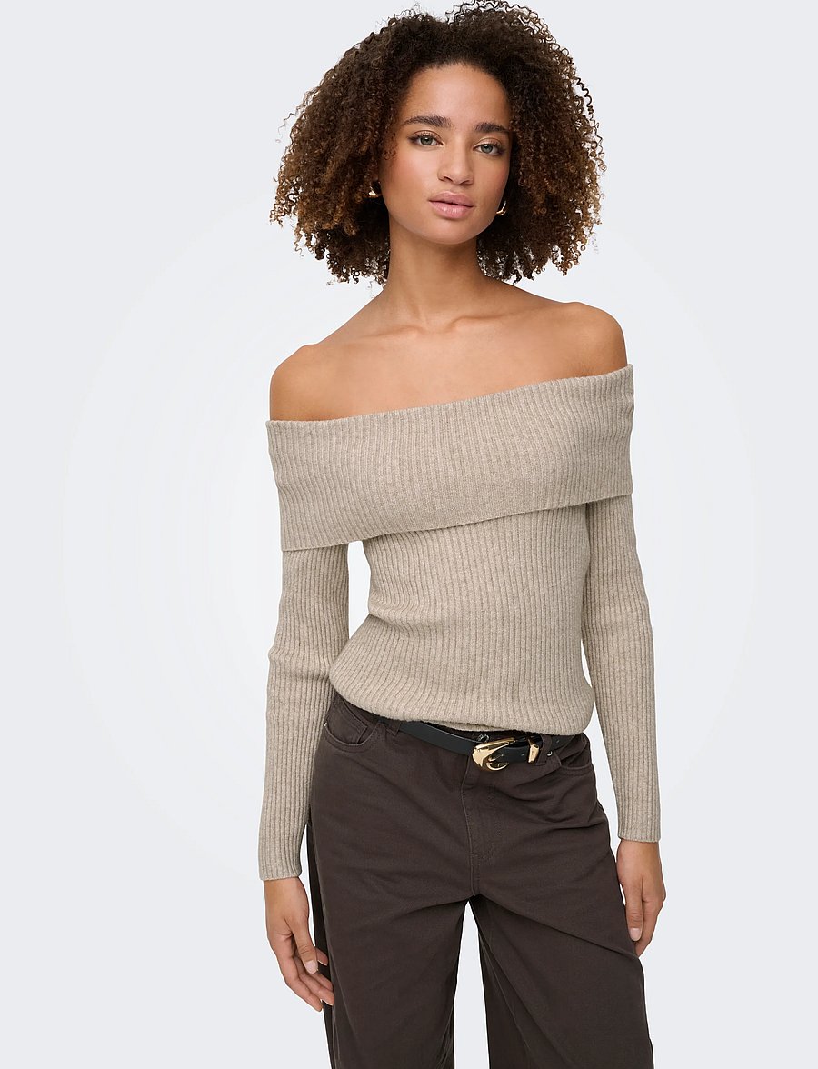 ONLY - ONLKATIA LS OFF SHOULDER KNT NOOS - kampsunid - mocha meringue - 5