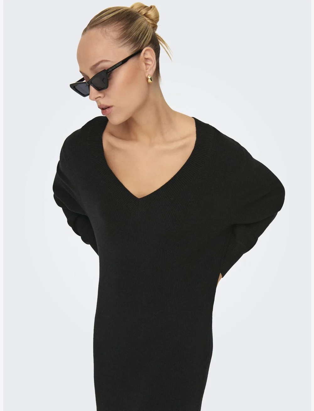 ONLY - ONLKATIA LS V-NECK DRESS NCA KNT - neulemekot - black - 4