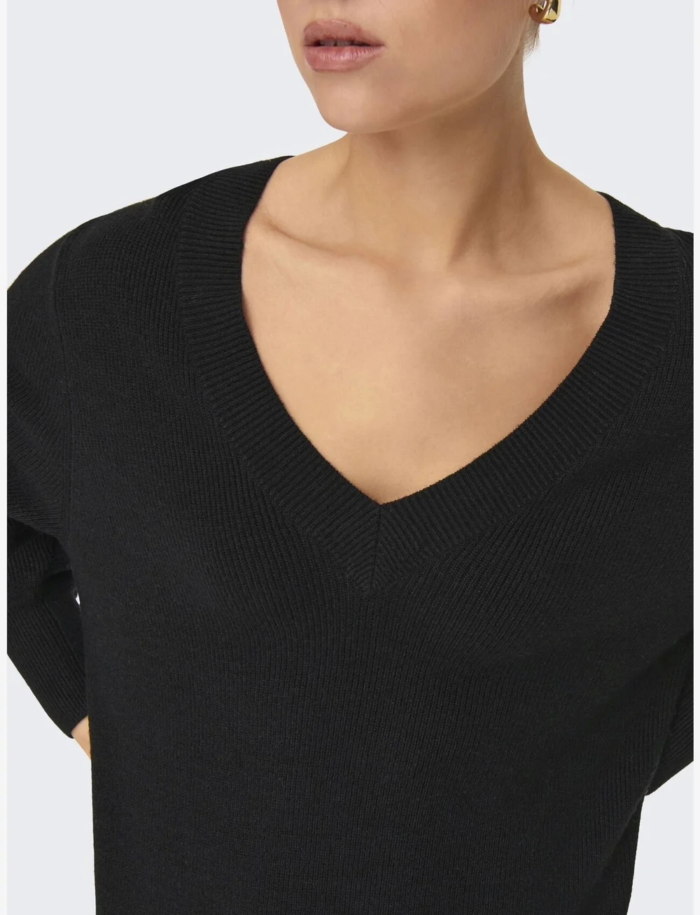 ONLY - ONLKATIA LS V-NECK DRESS NCA KNT - neulemekot - black - 5