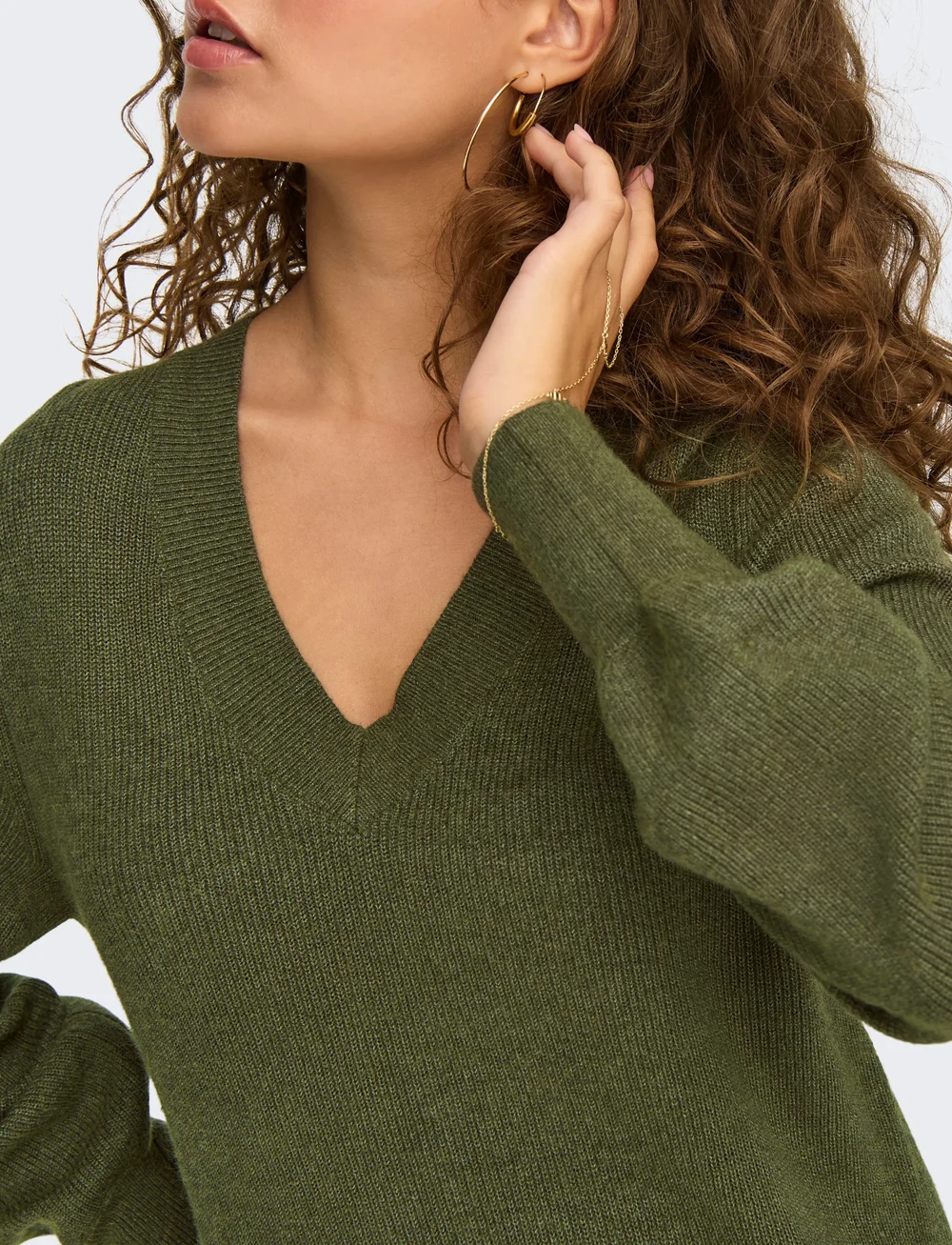 ONLY - ONLKATIA LS V-NECK DRESS NCA KNT - stickade klänningar - kalamata - 5