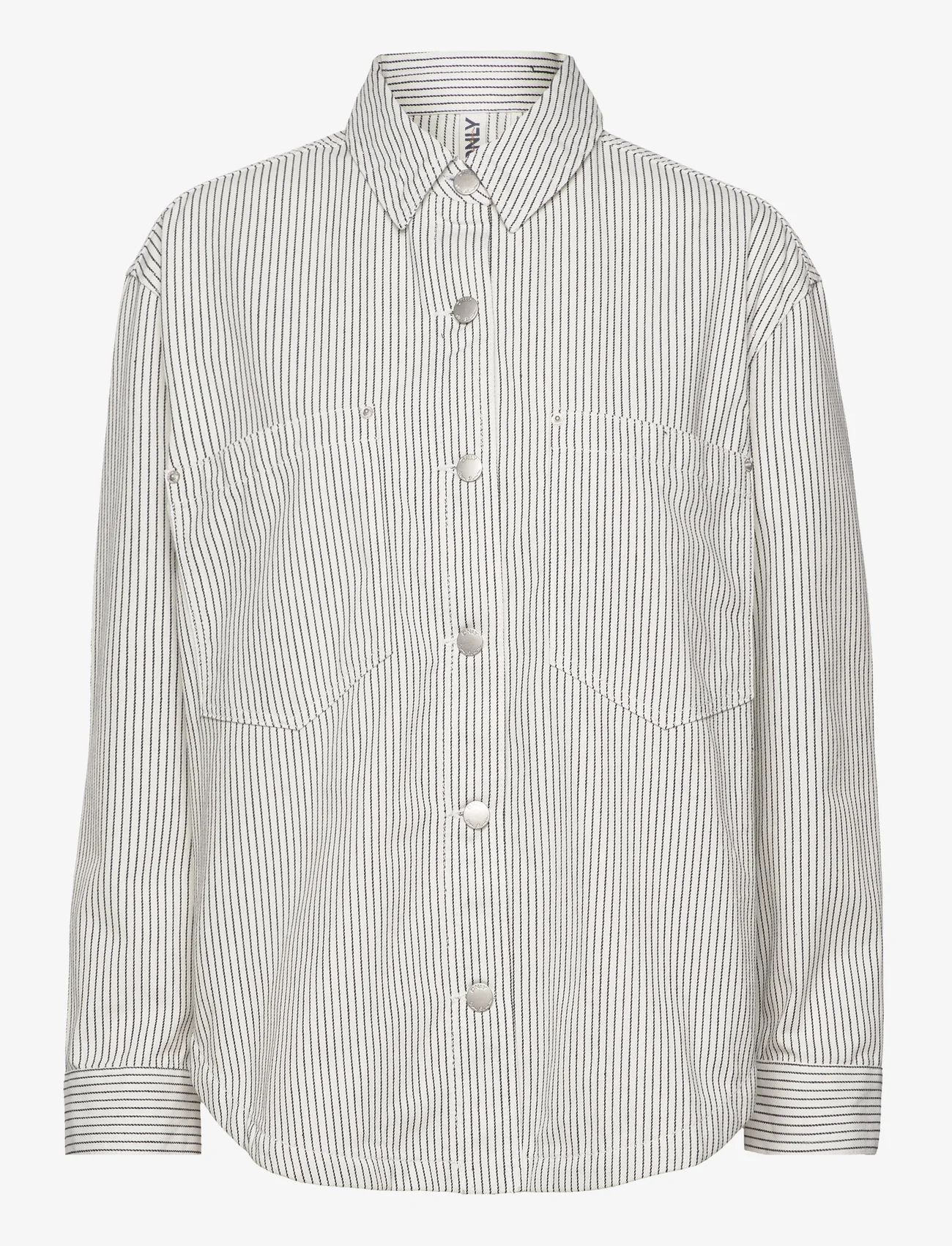 ONLY - ONLMERLE L/S STRIPE SHIRT CC PNT - langærmede skjorter - white - 0