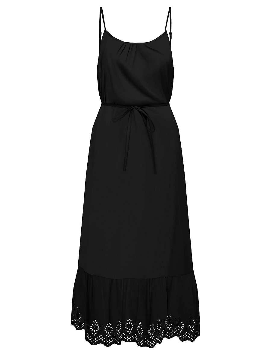 ONLY - ONLLOU LIFE EMB STRAP ANKEL DRESS PTM - zomerjurken - black - 1