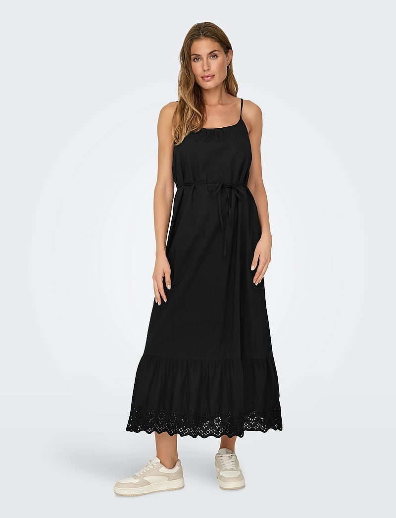 ONLY - ONLLOU LIFE EMB STRAP ANKEL DRESS PTM - suvekleidid - black - 0