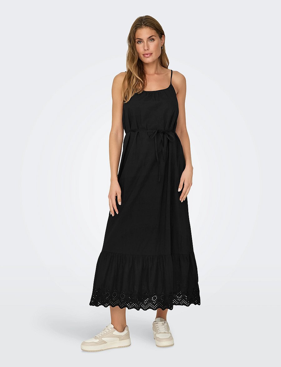 ONLY - ONLLOU LIFE EMB STRAP ANKEL DRESS PTM - zomerjurken - black - 0