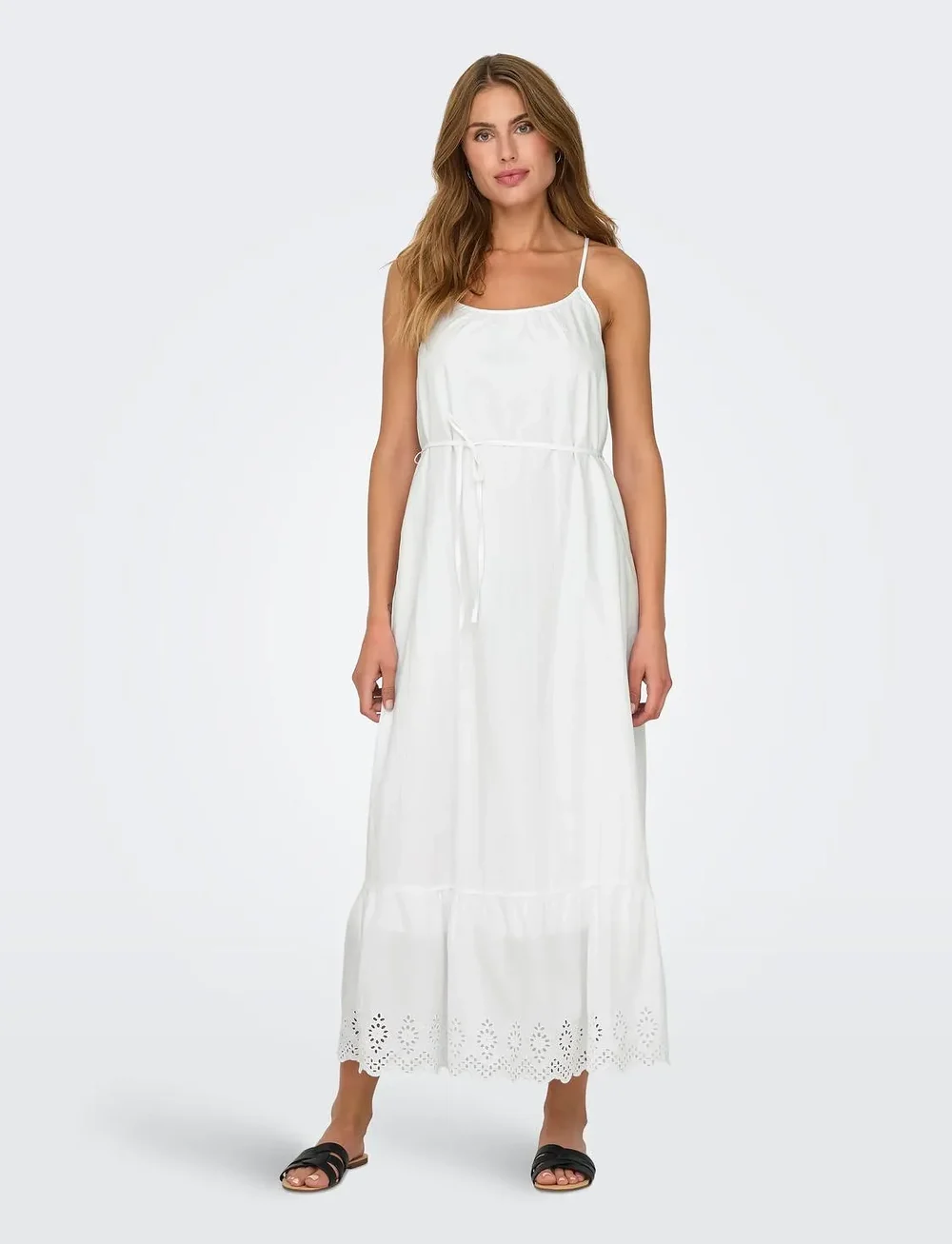 ONLY - ONLLOU LIFE EMB STRAP ANKEL DRESS PTM - sommerkjoler - bright white - 0