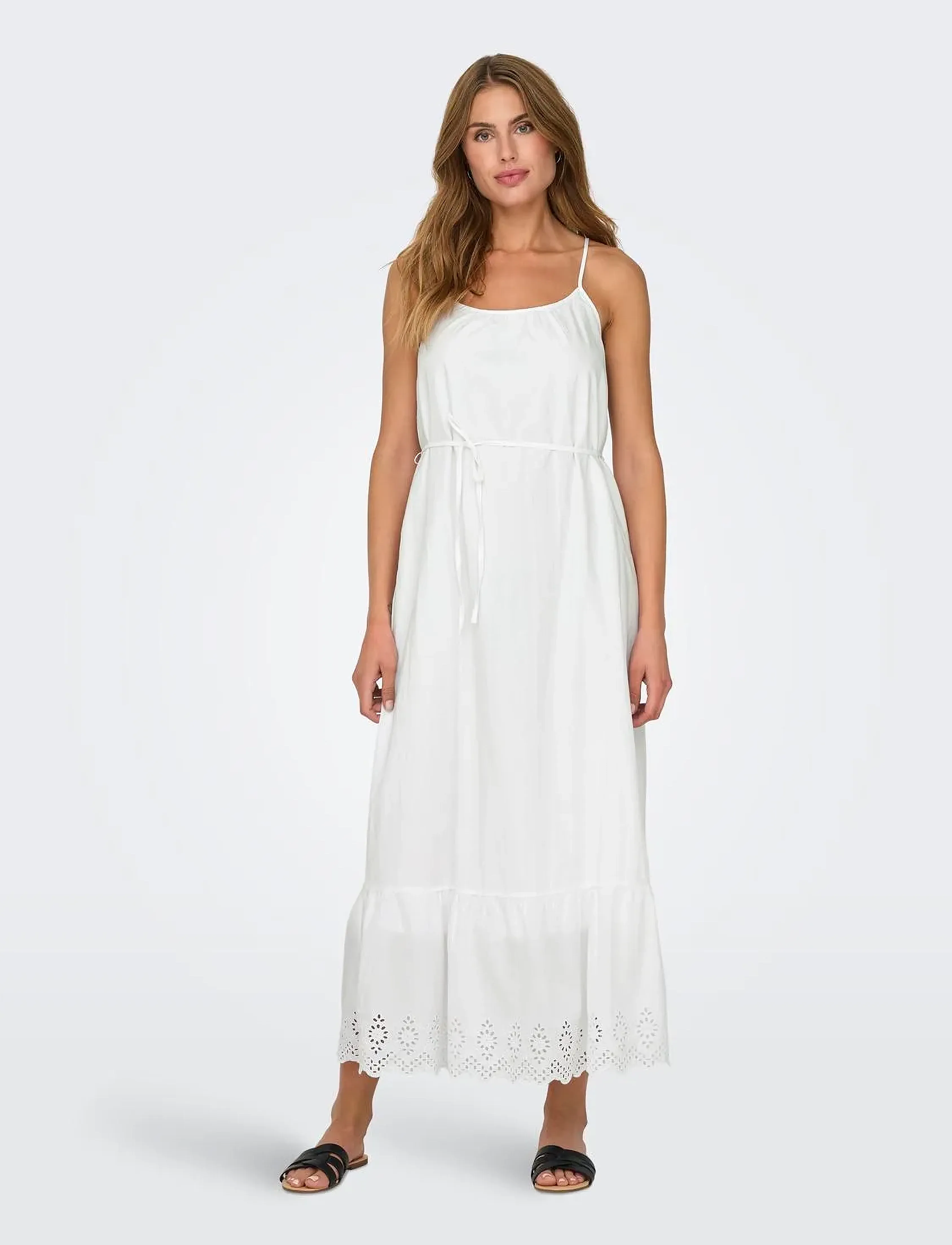 ONLY ONLLOU LIFE EMB STRAP ANKEL DRESS PTM - Festtøj - BRIGHT WHITE / white