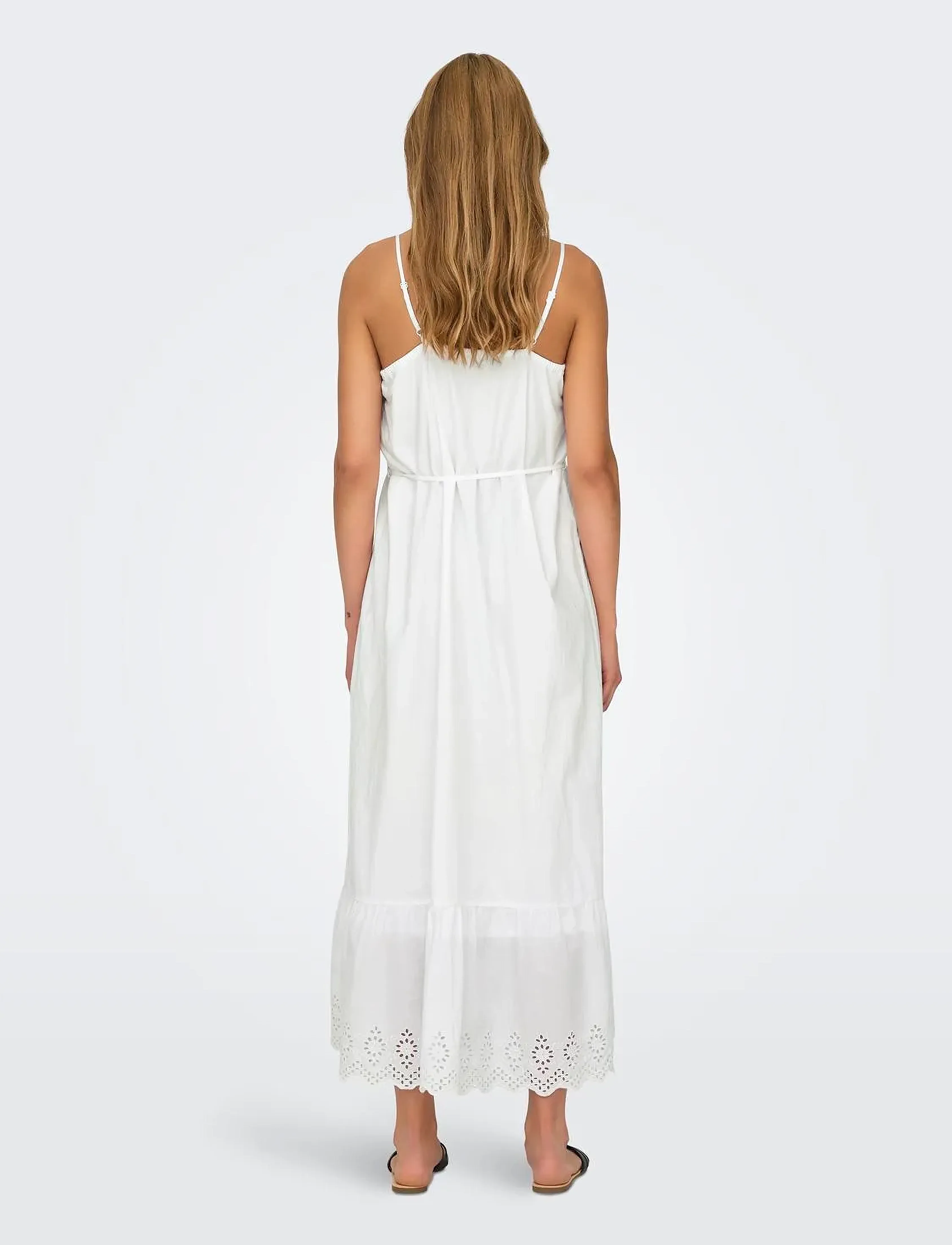 ONLY - ONLLOU LIFE EMB STRAP ANKEL DRESS PTM - summer dresses - bright white - 3