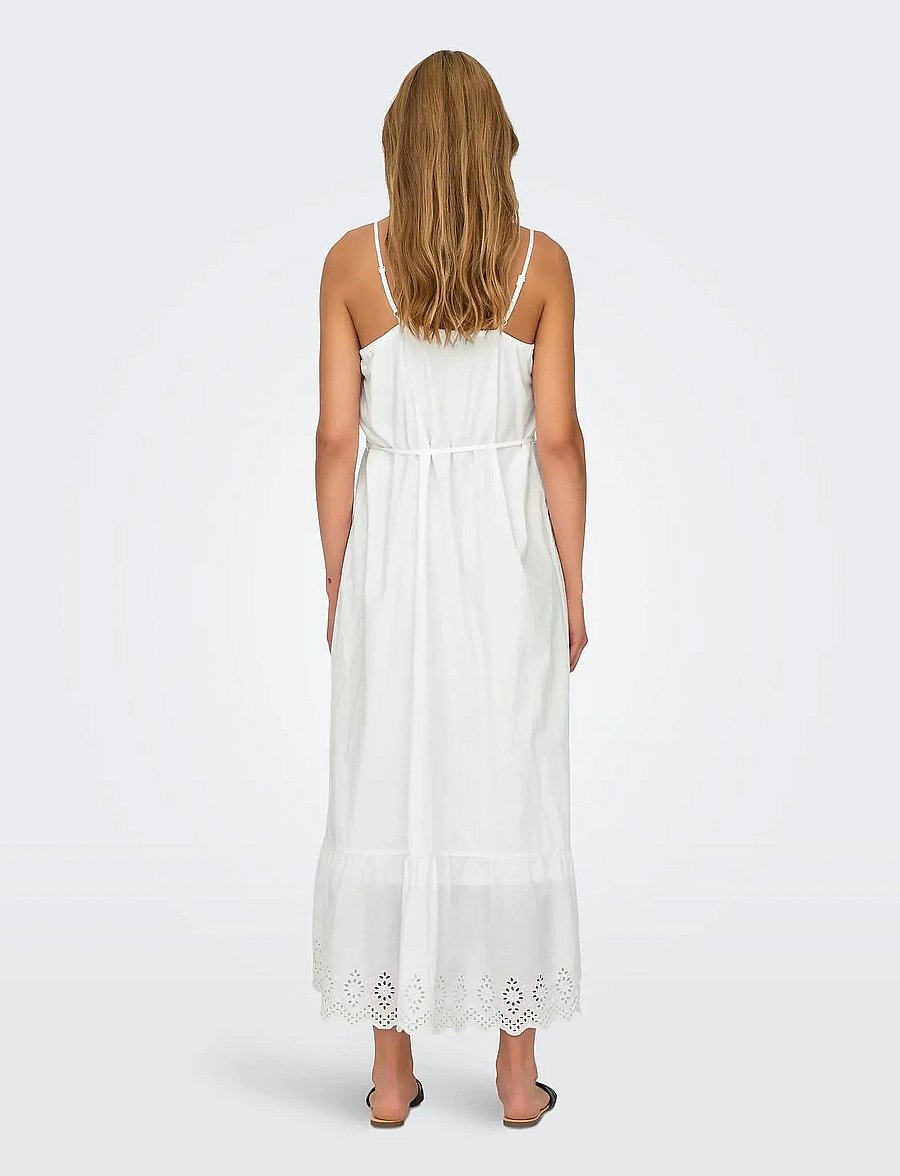 ONLY - ONLLOU LIFE EMB STRAP ANKEL DRESS PTM - sommerkjoler - bright white - 3