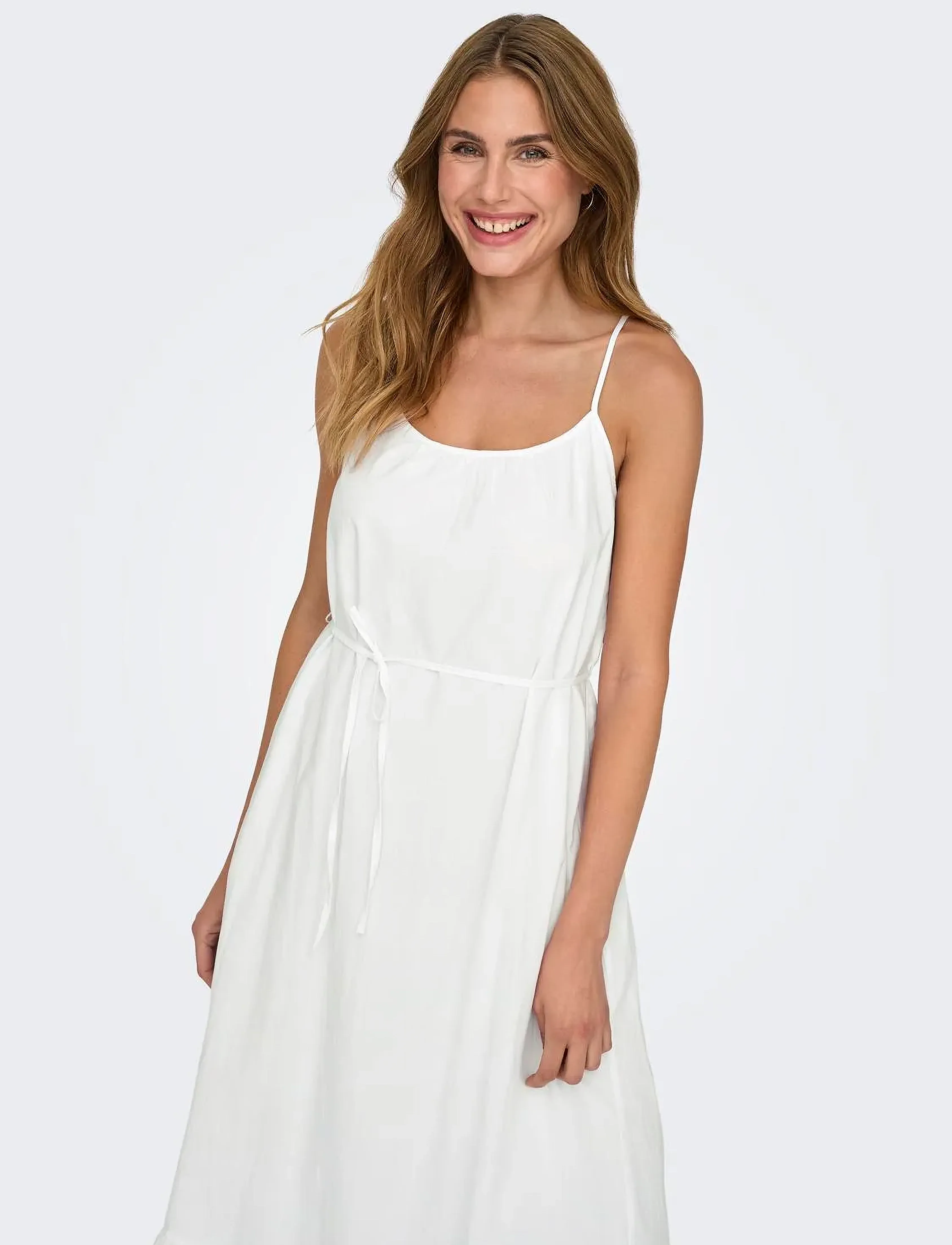 ONLY - ONLLOU LIFE EMB STRAP ANKEL DRESS PTM - summer dresses - bright white - 5