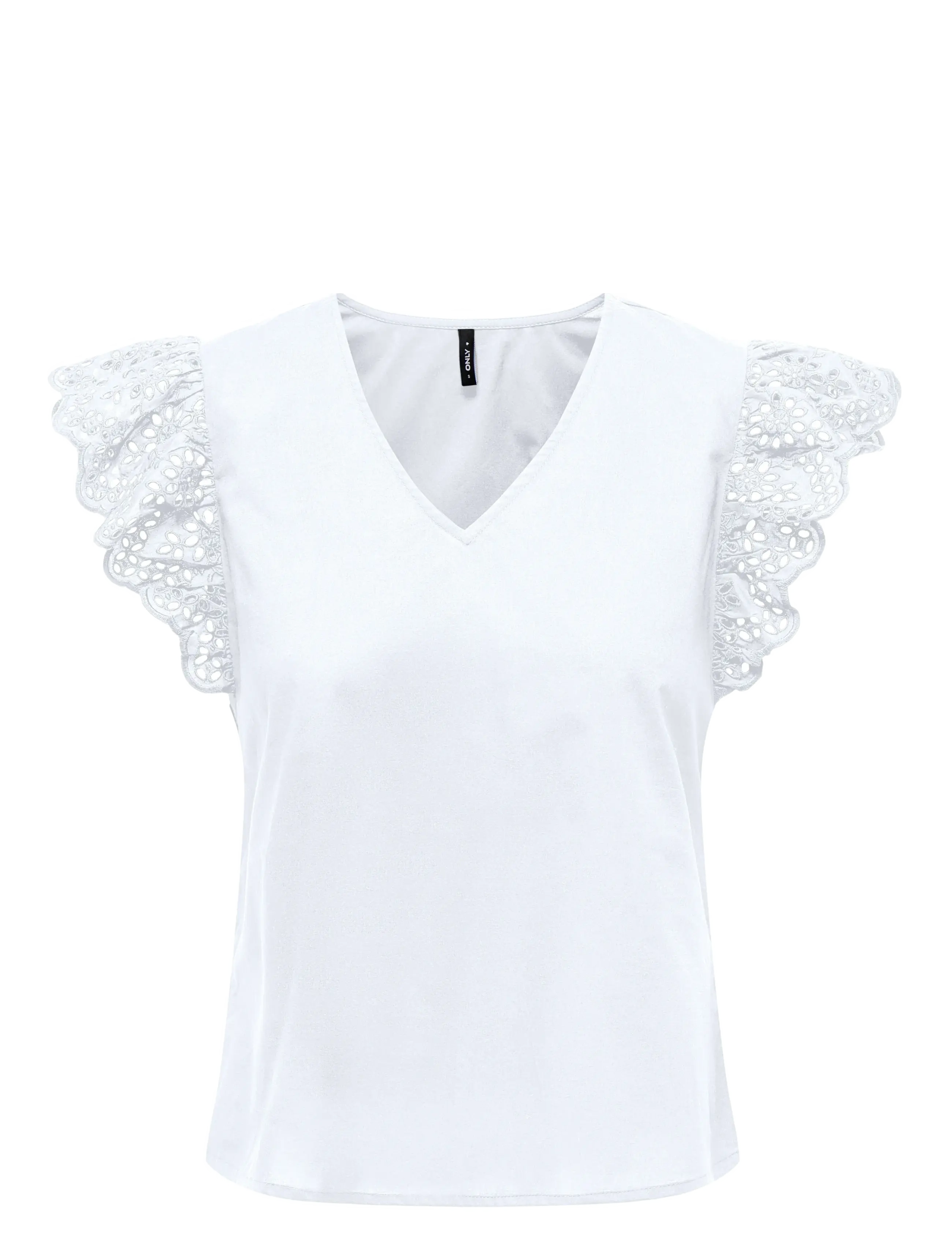 ONLY | Onllou Life Emb S/S Frill Top Wvn | S