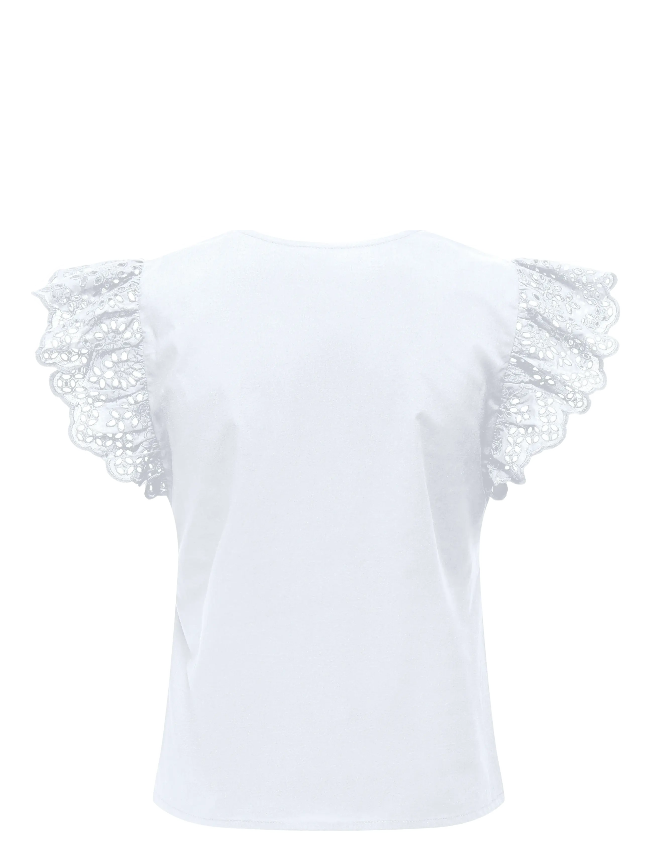 ONLY - ONLLOU LIFE EMB S/S FRILL TOP WVN - Ärmellose blusen - bright white - 2