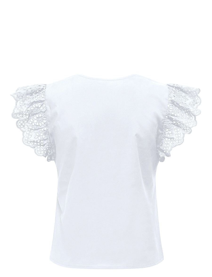 ONLY - ONLLOU LIFE EMB S/S FRILL TOP WVN - Ærmeløse bluser - bright white - 2