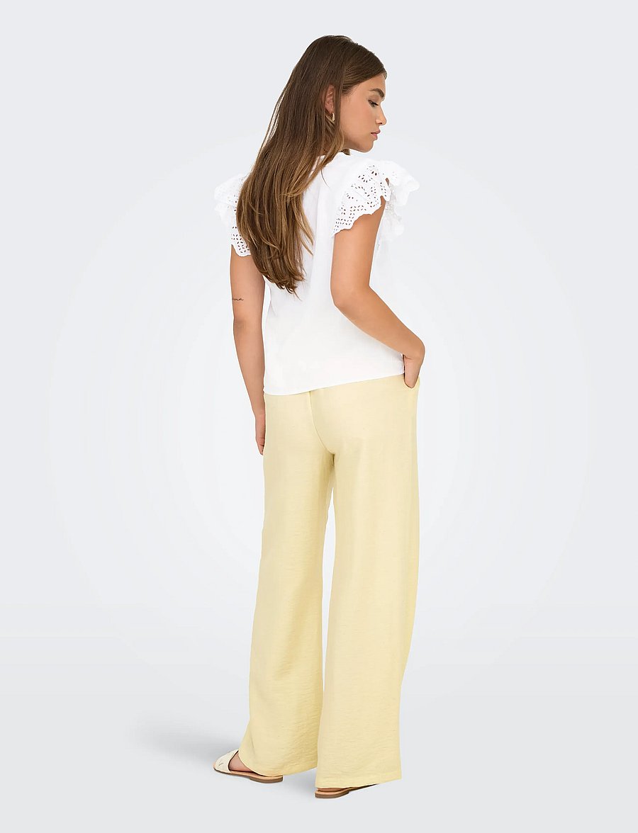 ONLY - ONLLOU LIFE EMB S/S FRILL TOP WVN - Ærmeløse bluser - bright white - 3