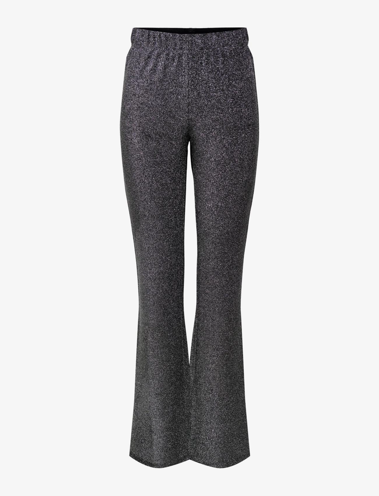 ONLY ONLRICH GLITTER FLARED PANT CS JRS - Püksid - SILVER METALLIC / black