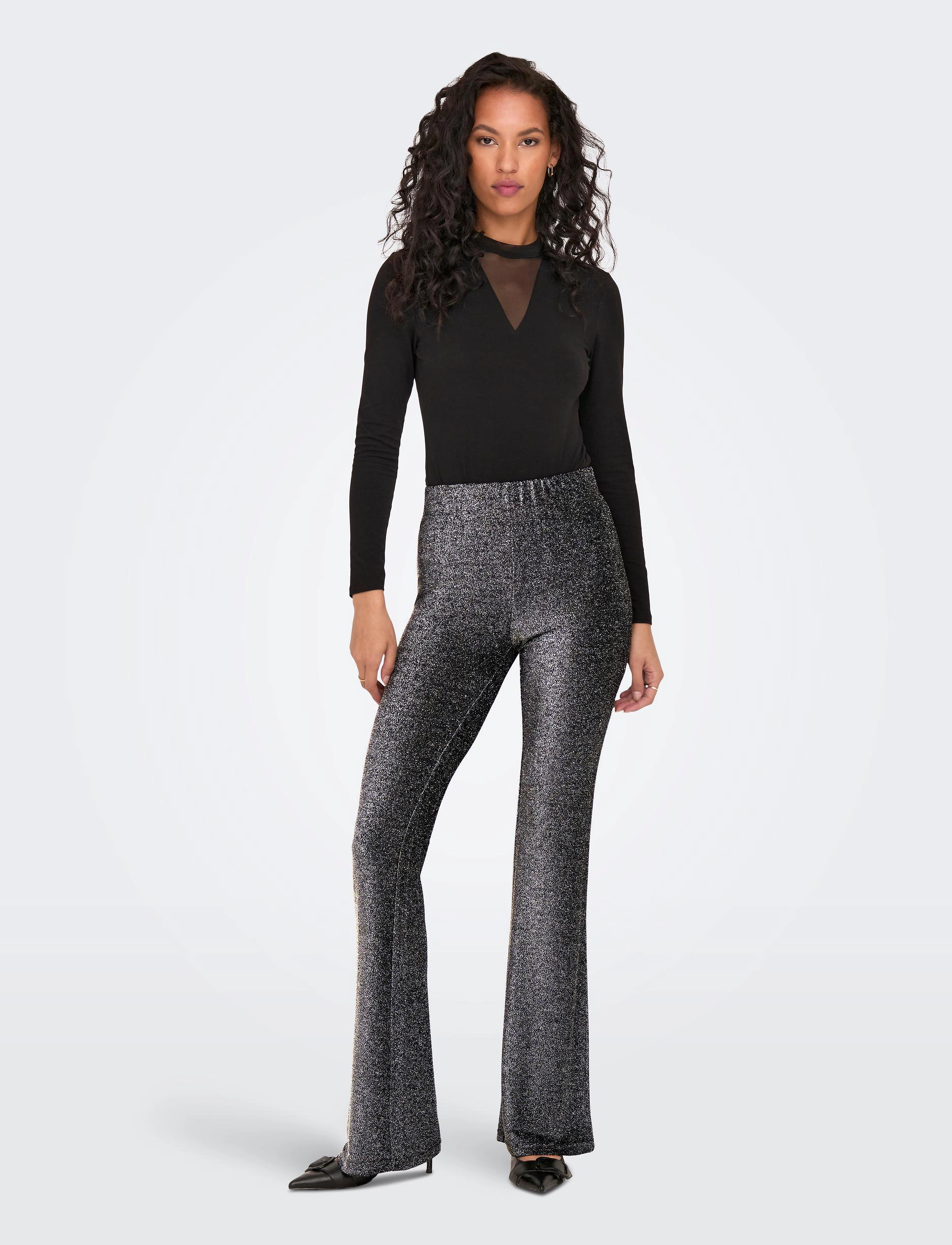 ONLY - ONLRICH GLITTER FLARED PANT CS JRS - laveste priser - silver metallic - 4