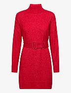 ONLBELLA LS BELT DRESS EX KNT - CHINESE RED