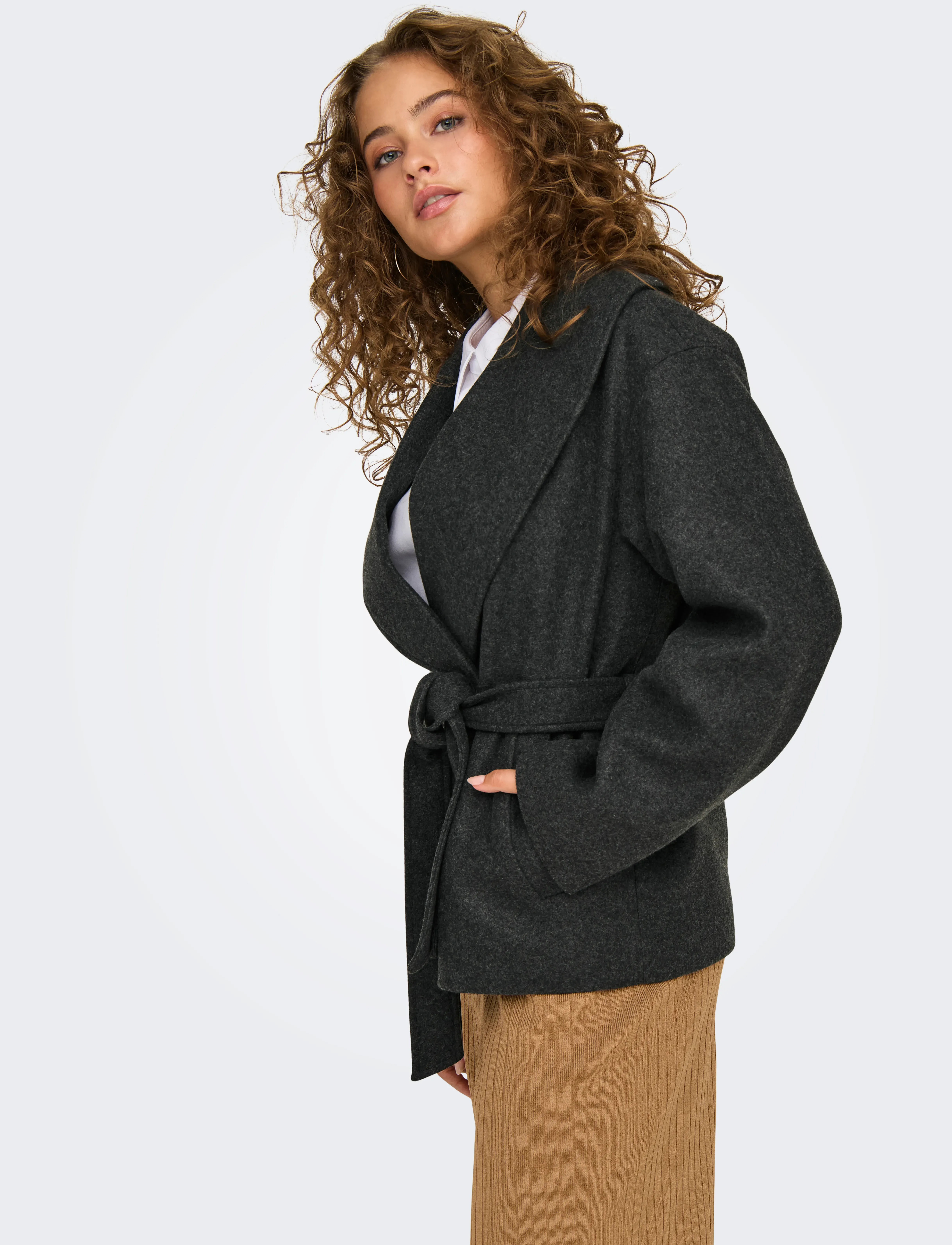 ONLY - ONLAUGUSTA LIFE SHORT COAT OTW NOOS - herbstjacken - dark grey melange - 4